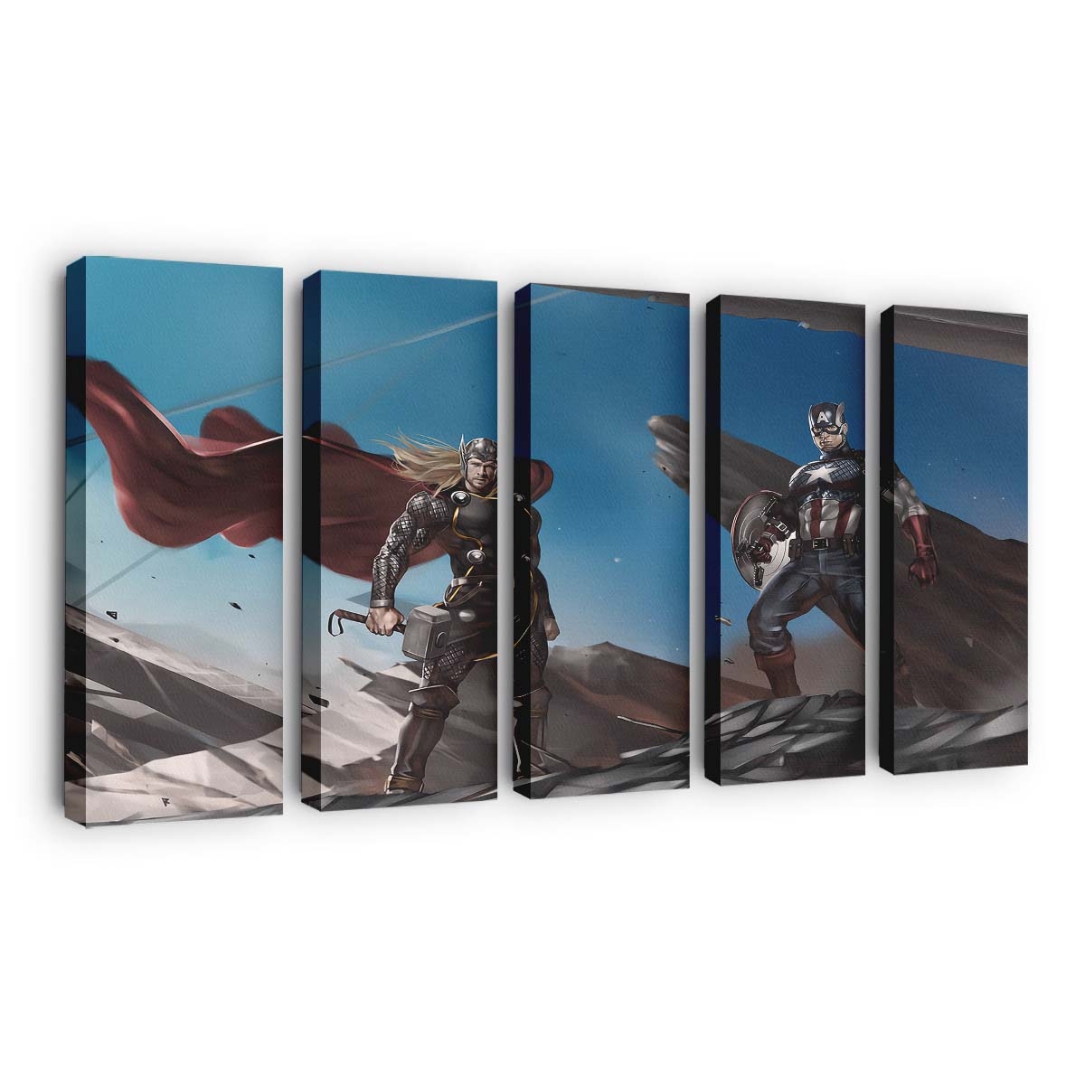 Hauptmann Amerika und Thor Leinwandbild - Marvel Wanddeko