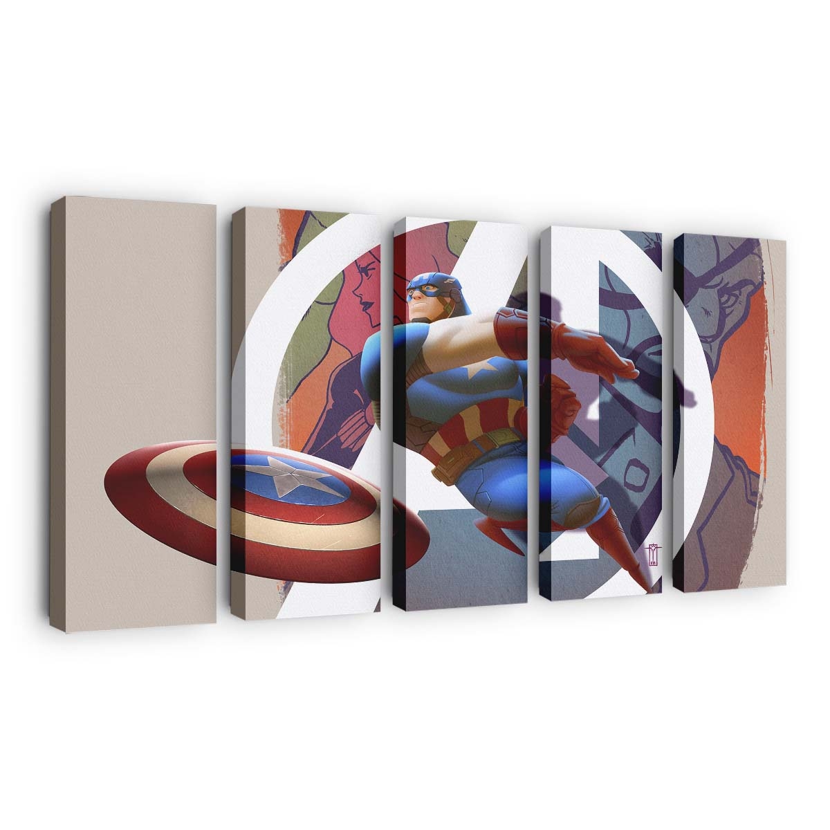 Captain Amerika Illustration Leinwandbild - Marvel Wanddeko