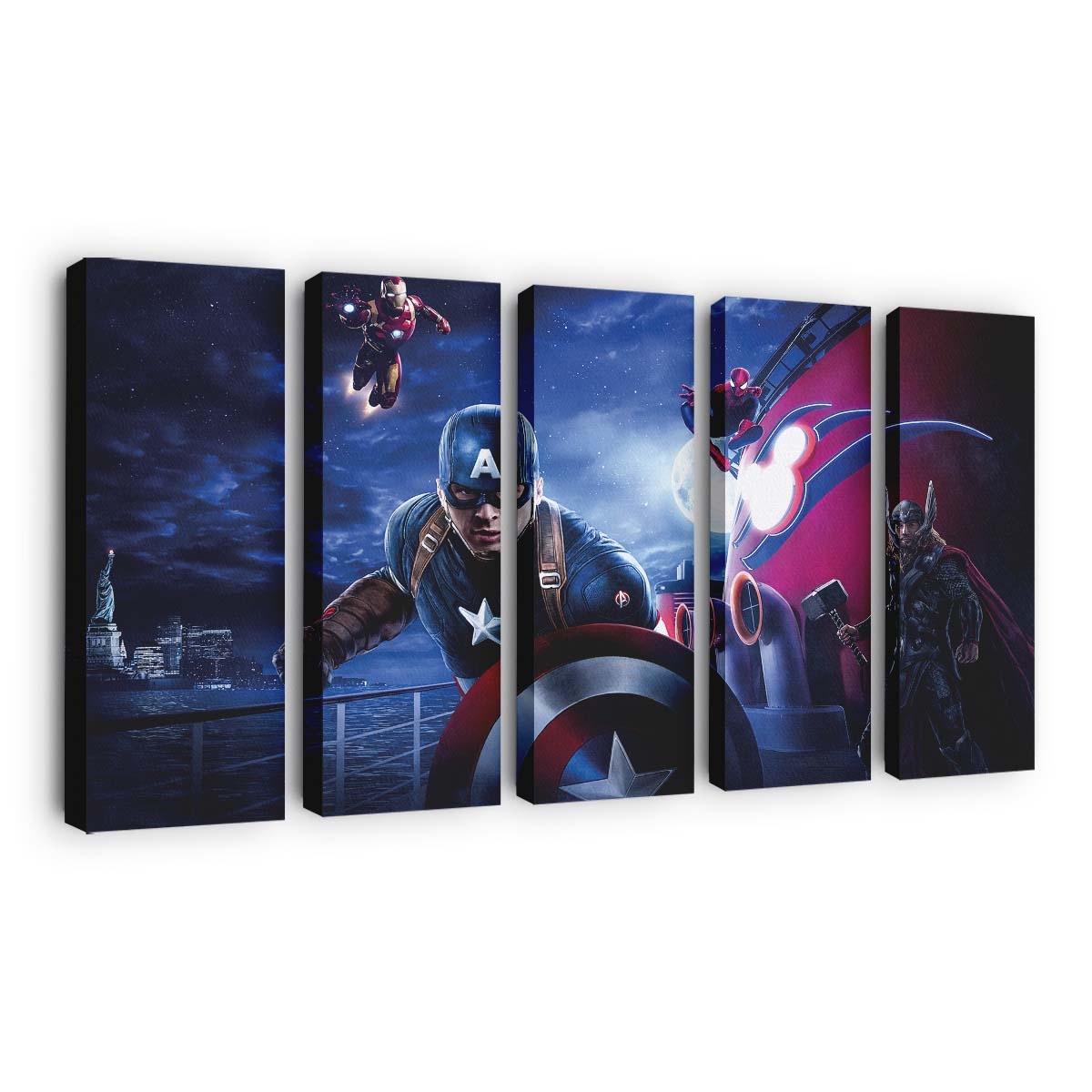 Captain Amerika Thor Eisenmann Spiderman Disneyland Paris Marvel Disney Cruise Leinwandbild - Marvel Wanddeko