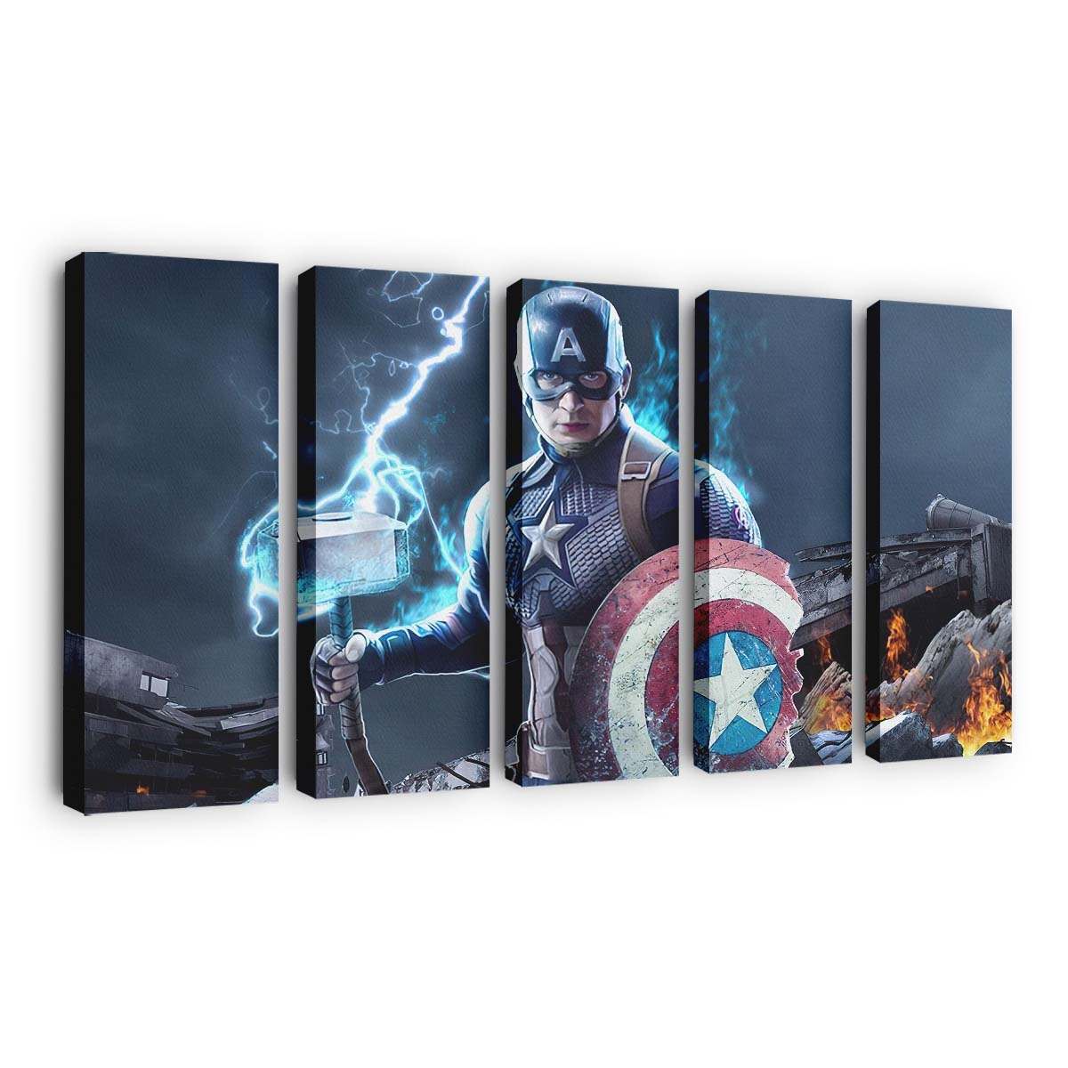 Captain Amerika mit zerbrochenem Schild Leinwandbild - Marvel Wanddeko