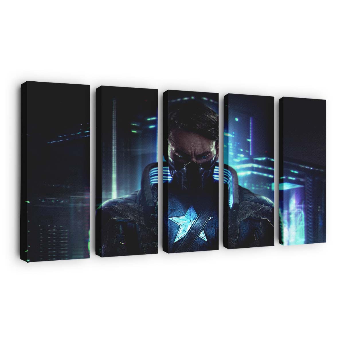 Captain Amerika X Cyberpunk Leinwandbild - Marvel Wanddeko