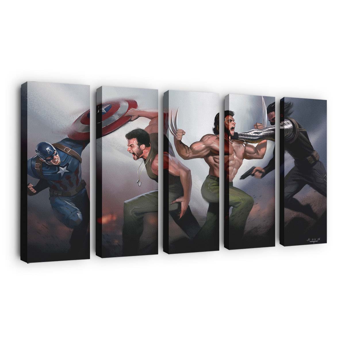 Wolverine und Captain Amerika Leinwandbild - Marvel Wanddeko