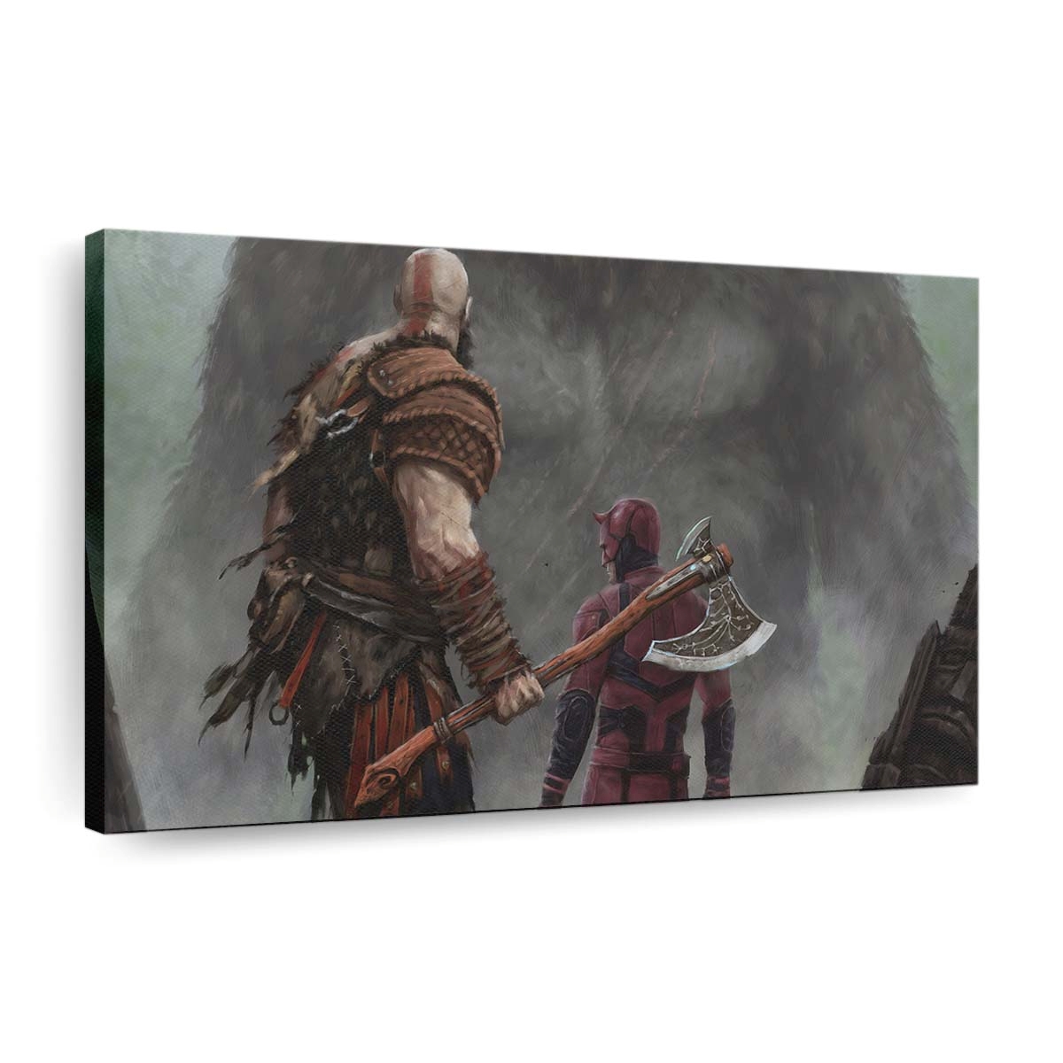 Kratos Dare Devil und King Kong Crossover Leinwandbild - Marvel Wanddeko