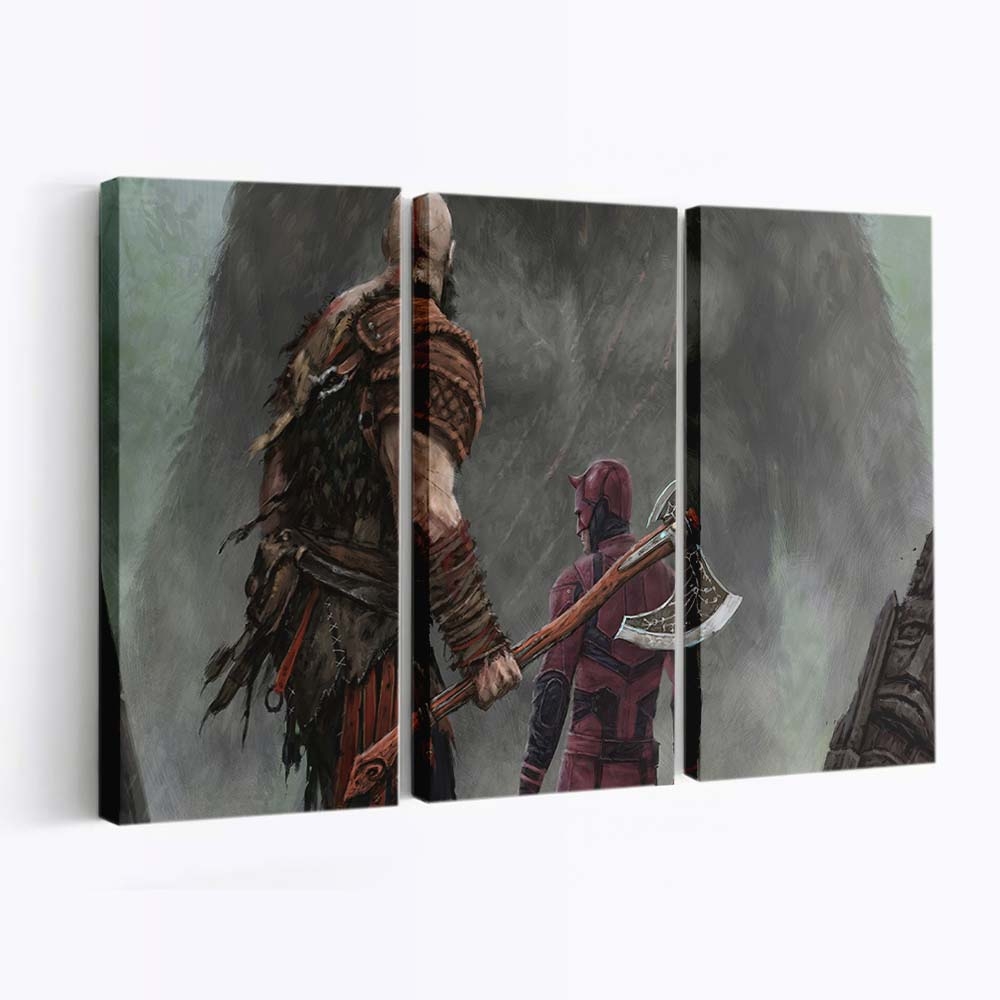 Kratos Daredvil und Kong Leinwandbild - Marvel Wanddeko