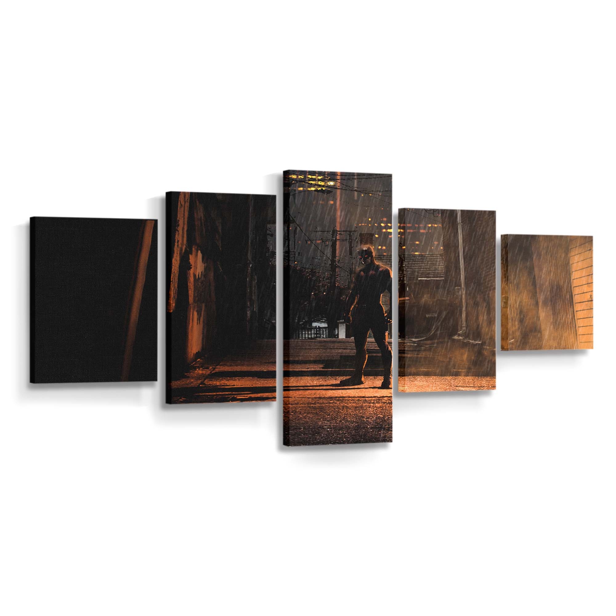 Eine Nacht mit Daredevil in der dunklen Stadtlandschaft Leinwandbild - Marvel Wanddeko