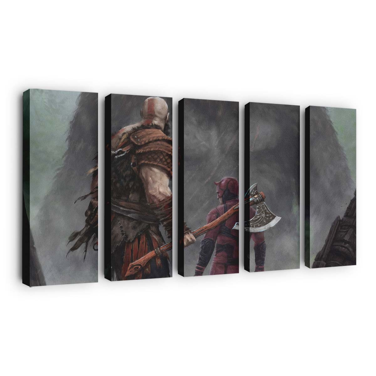 Kratos Dare Devil und King Kong Crossover Leinwandbild - Marvel Wanddeko