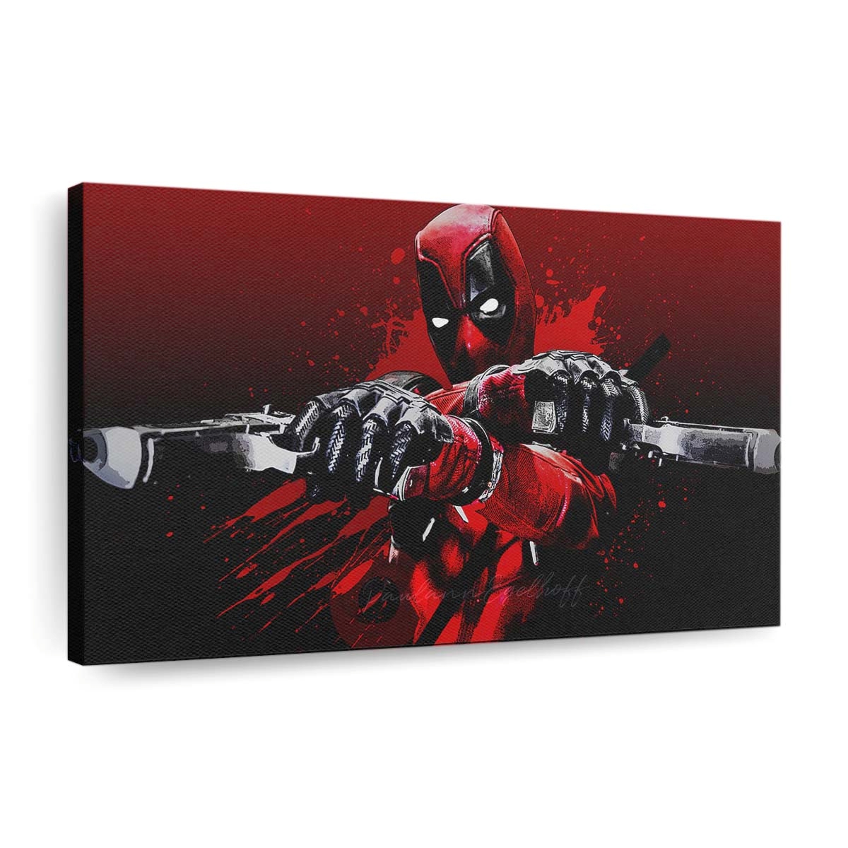 Deadpool: Blood Guns Glitch Art Leinwandbild - Marvel Wanddeko