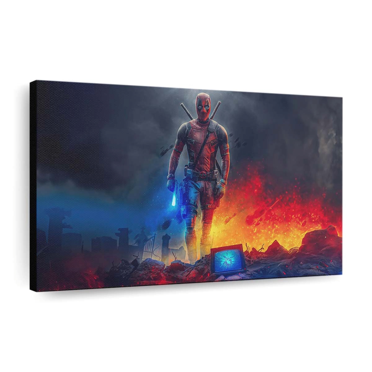 Deadpool Haus bläst Artwork Leinwandbild - Marvel Wanddeko