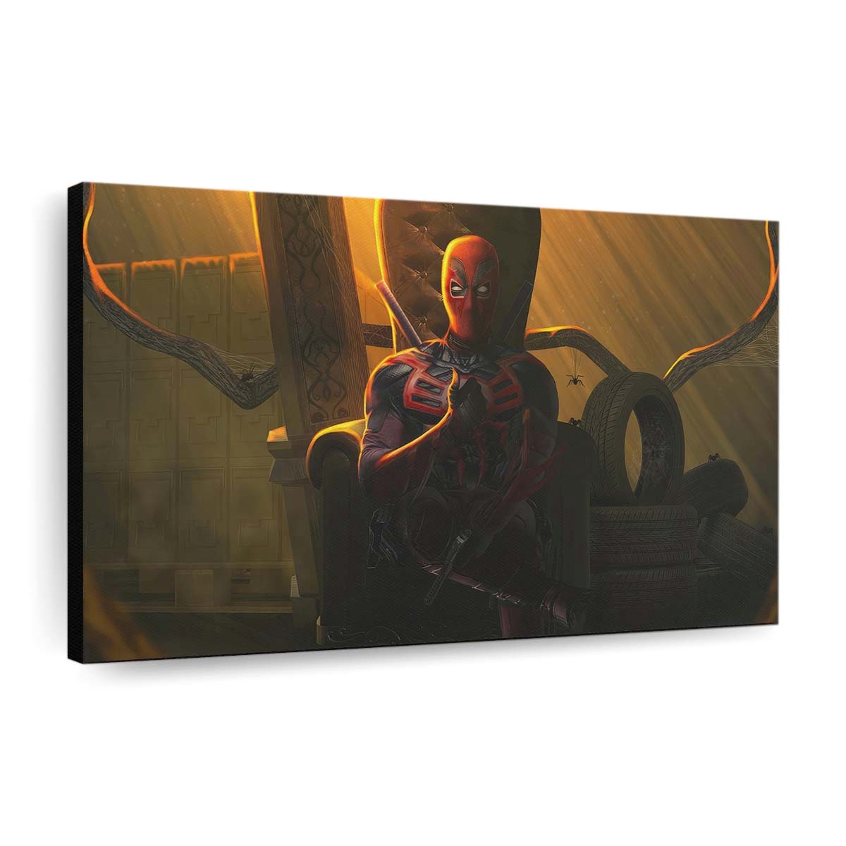 Deadpool faulenzt auf dem Sofa Leinwandbild - Marvel Wanddeko