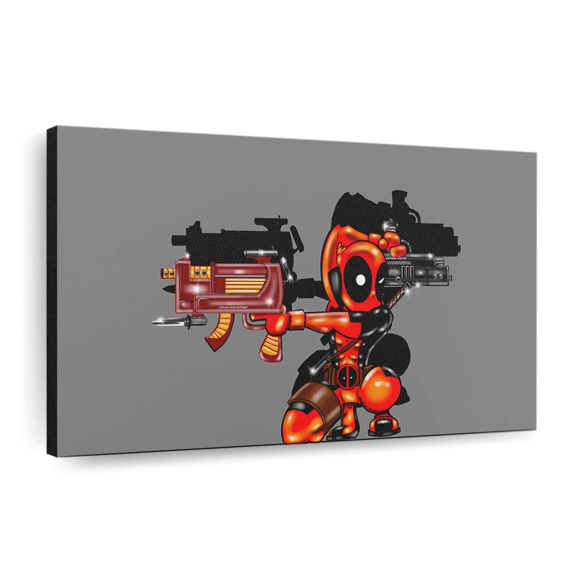 Deadpool Minimalismus mit Stark Industries Waffen Leinwandbild - Marvel Wanddeko