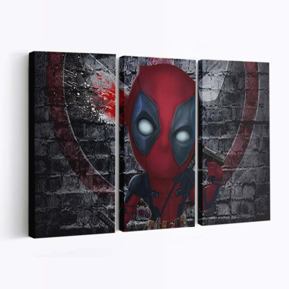 Chibi Deadpool Artwork Leinwandbild - Marvel Wanddeko