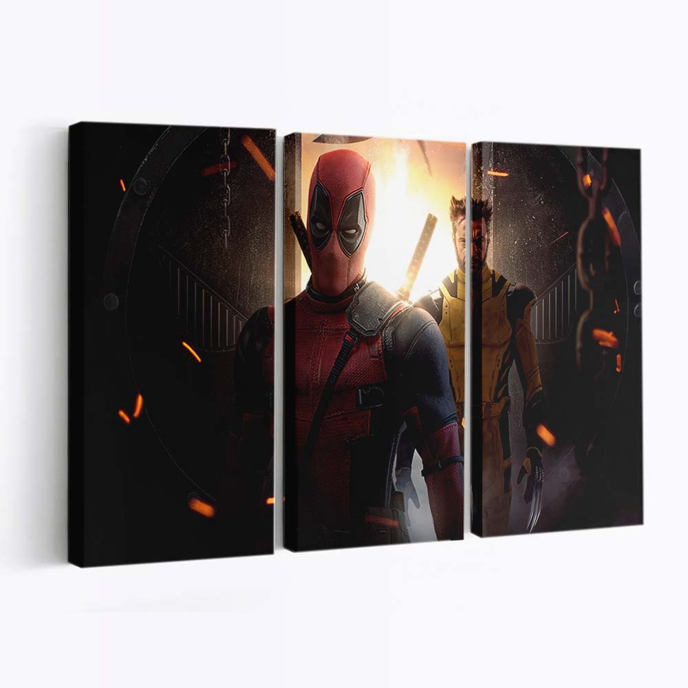 Dynamisches Team von Deadpool und Wolverine Leinwandbild - Marvel Wanddeko
