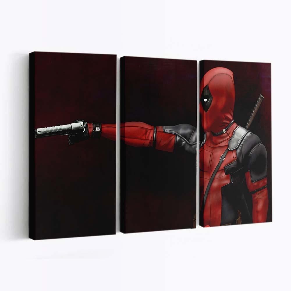 Deadpool Waffen-Artwork Leinwandbild - Marvel Wanddeko