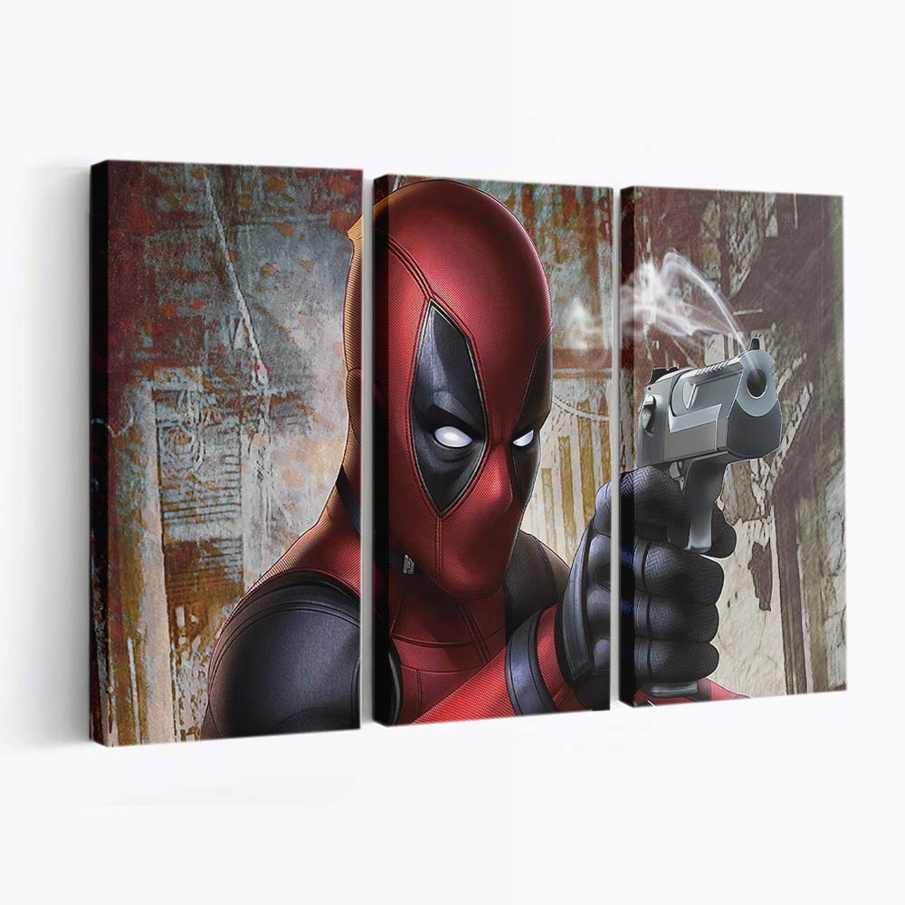 Deadpool Waffe Leinwandbild - Marvel Wanddeko