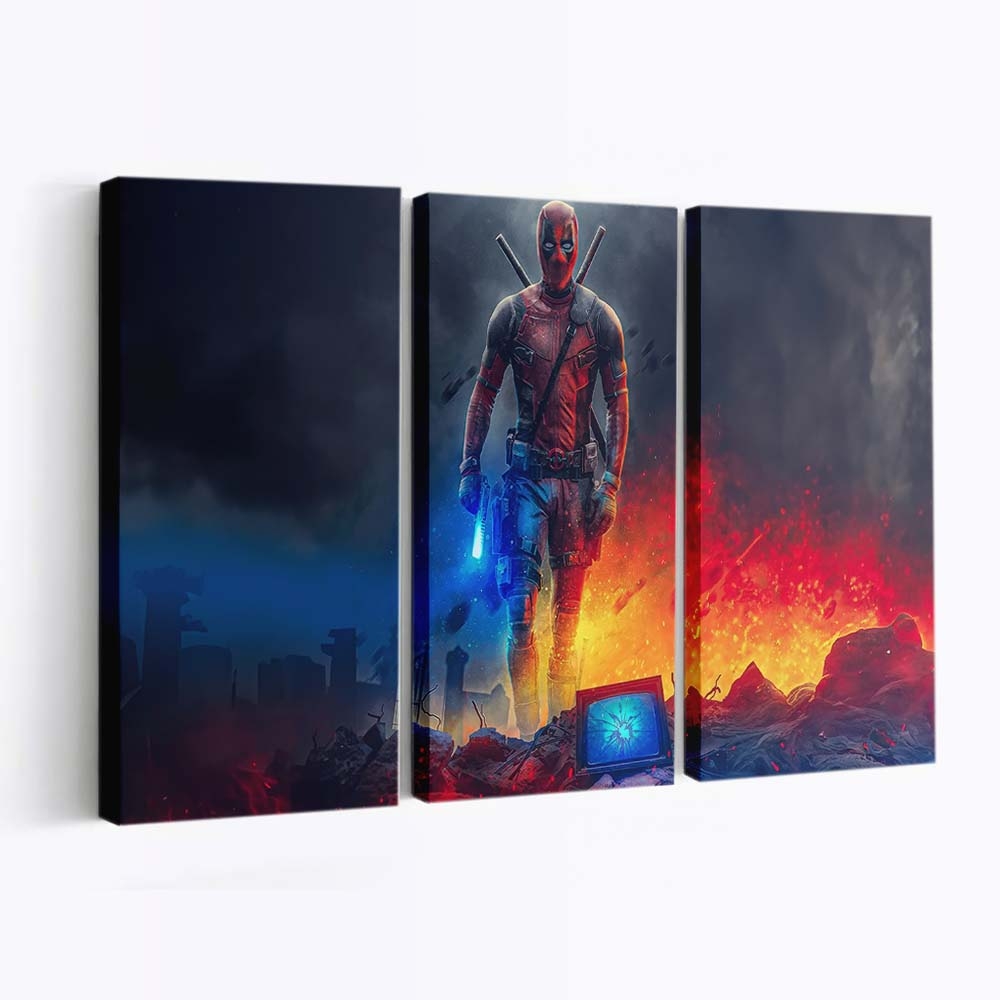 Deadpool Haus bläst Artwork Leinwandbild - Marvel Wanddeko