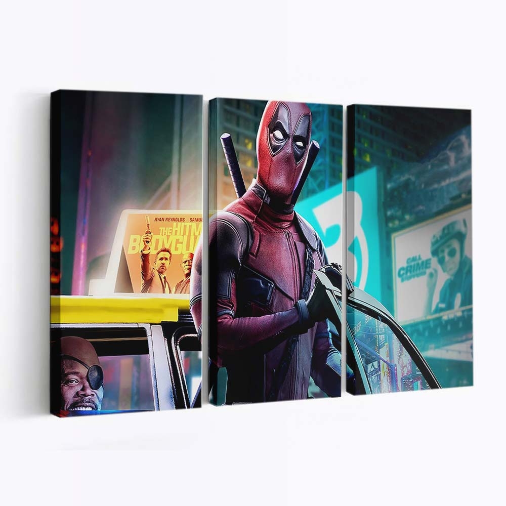Deadpool in der Stadt Leinwandbild - Marvel Wanddeko