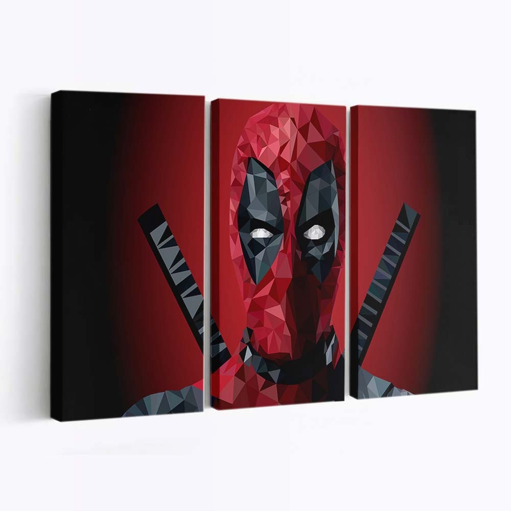 Deadpool Low-Poly Art Leinwandbild - Marvel Wanddeko