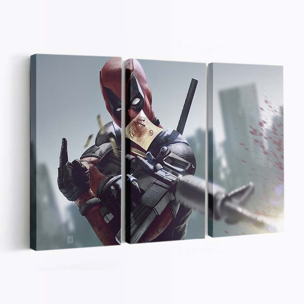 Deadpool Mitte Leinwandbild - Marvel Wanddeko