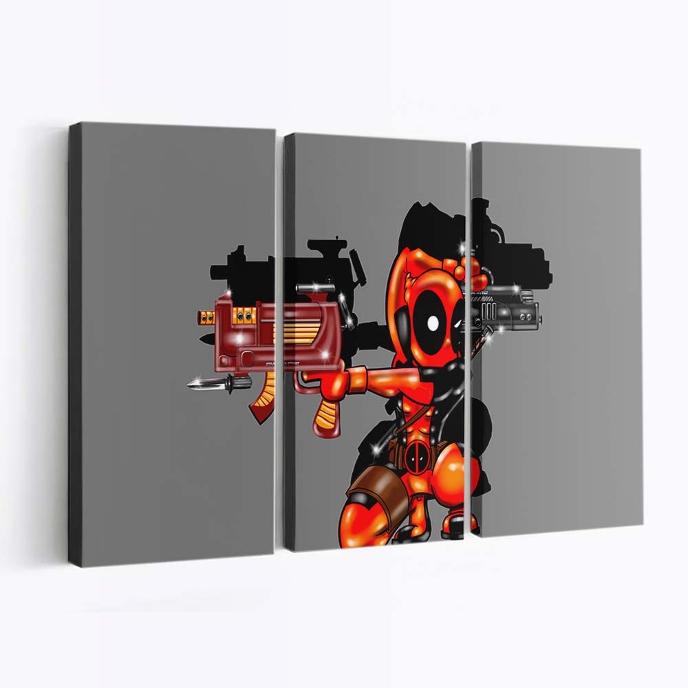 Deadpool Minimalismus mit Stark Industries Waffen Leinwandbild - Marvel Wanddeko