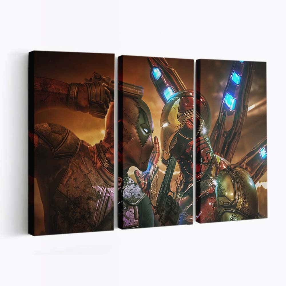 Deadpool vs. Iron Man Leinwandbild - Marvel Wanddeko