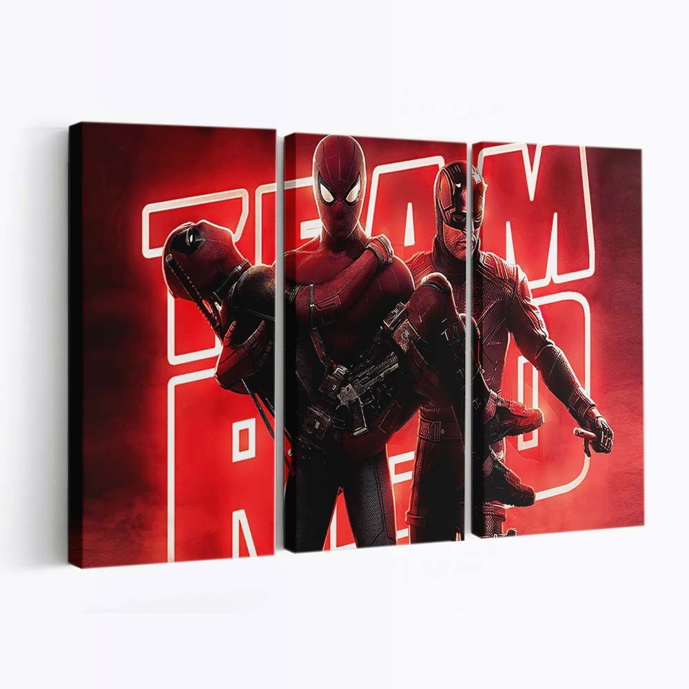 Spiderman Deadpool x Daredevil Leinwandbild - Marvel Wanddeko