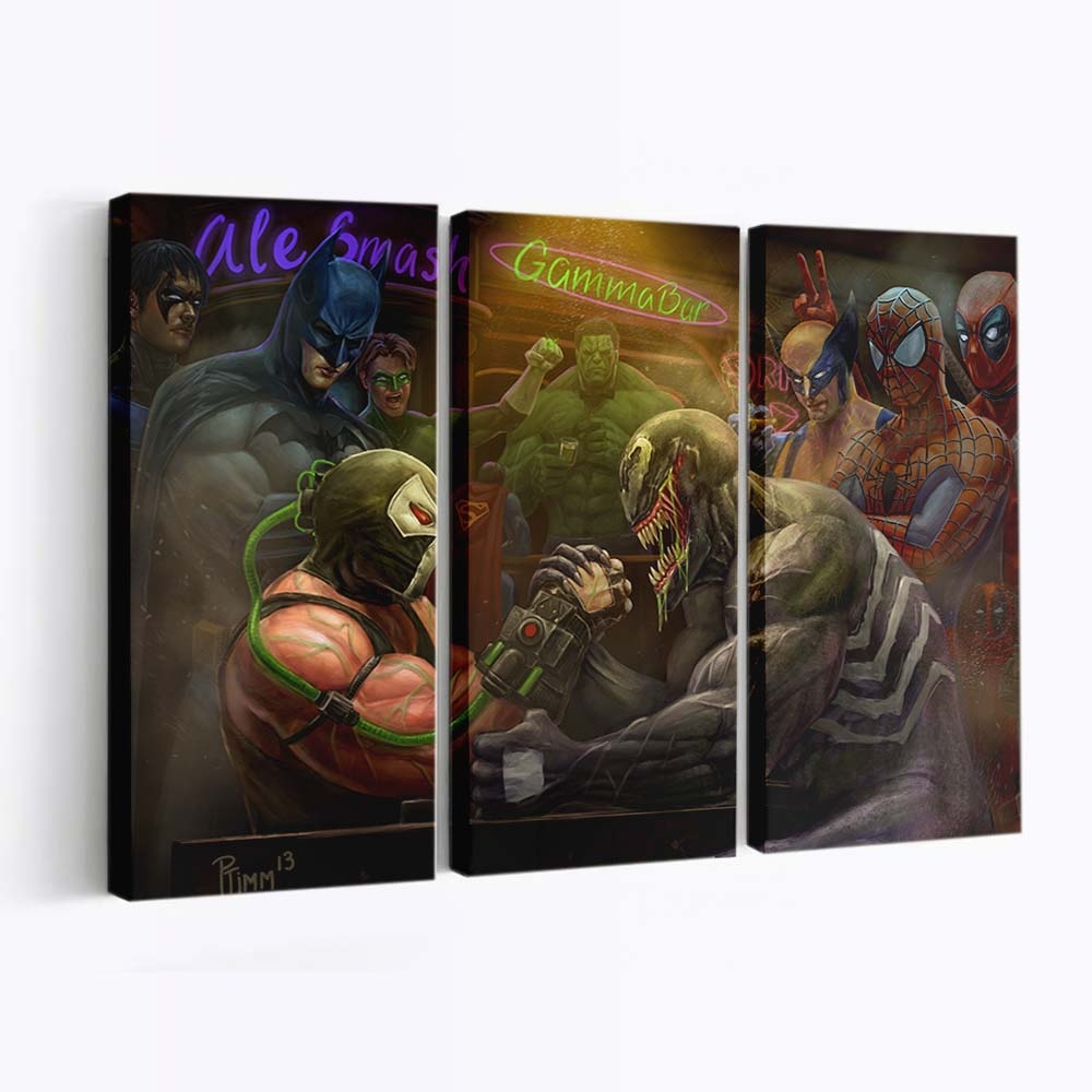 Venom vs. Bane im Armdrücken Leinwandbild - Marvel Wanddeko