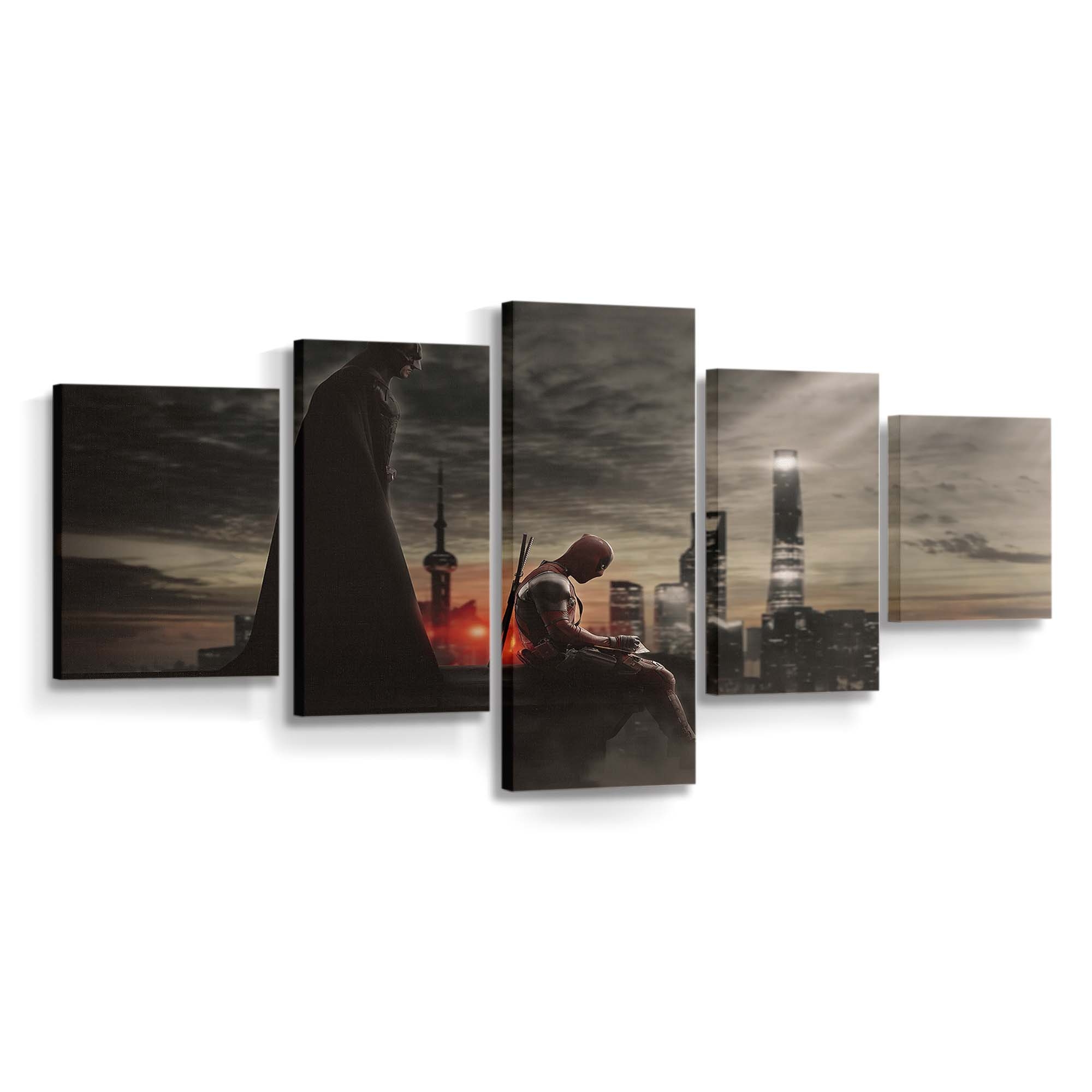 Deadpool und Batman Leinwandbild - Marvel Wanddeko