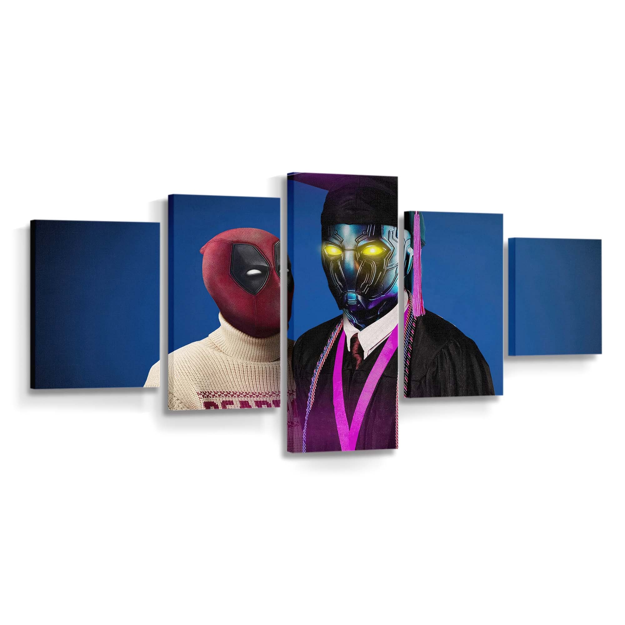 Deadpool und Blue Beetle: Ein Multiversum-Mashup Leinwandbild - Marvel Wanddeko