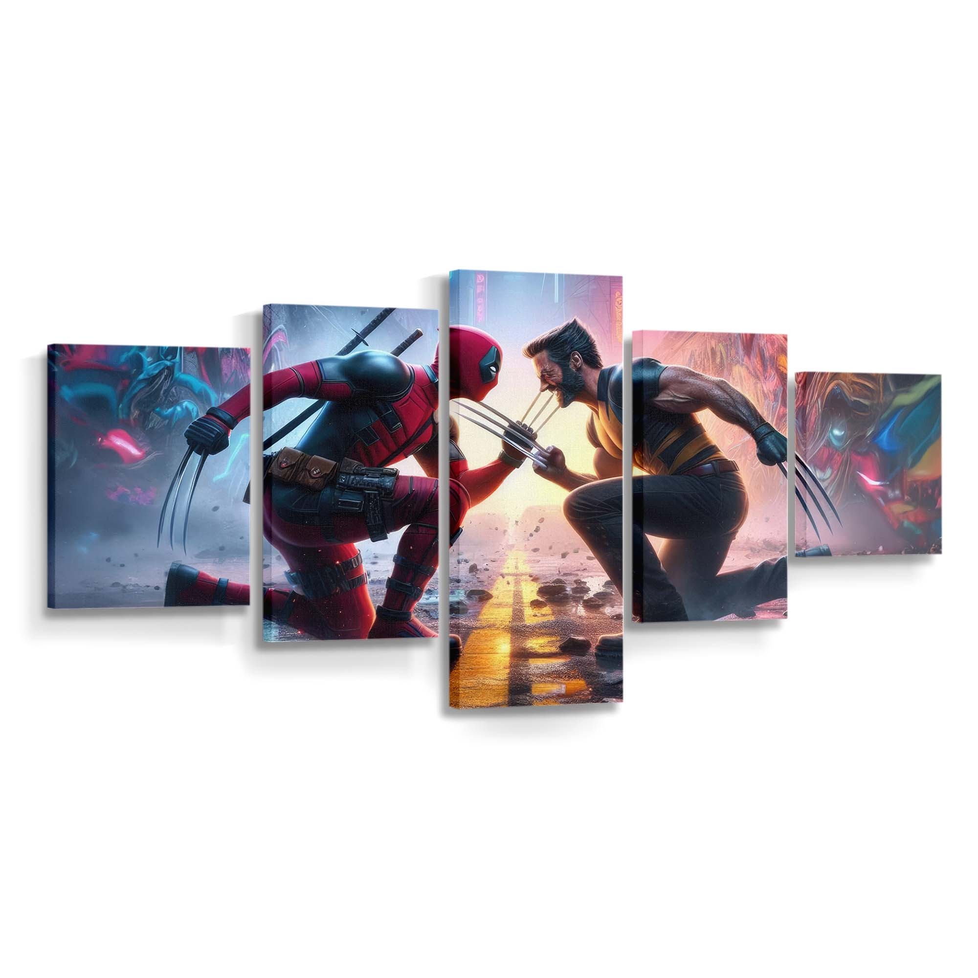 Deadpool und Wolverine: Actiongeladenes Abenteuer Leinwandbild - Marvel Wanddeko