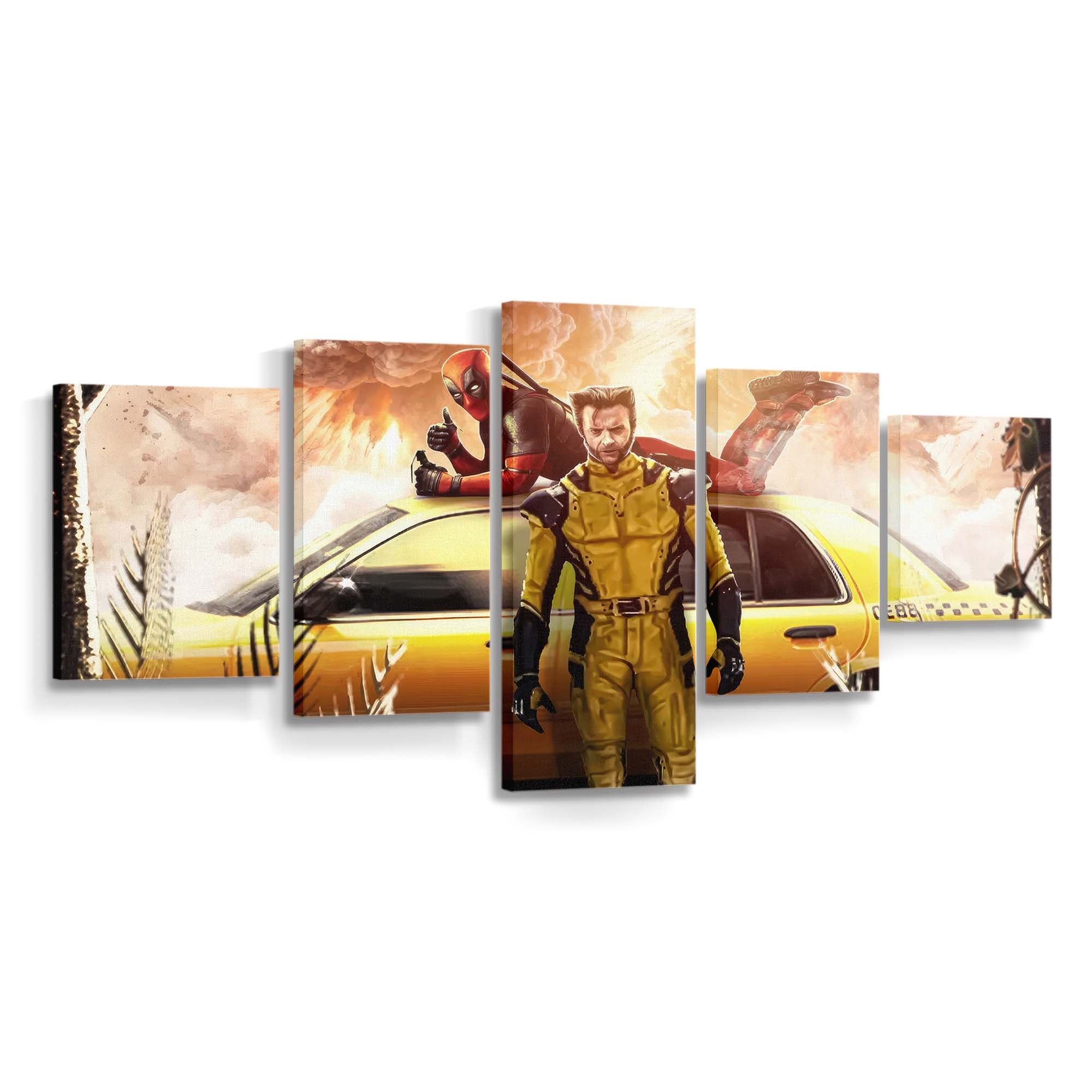 Deadpool und Wolverine auf der Flucht Leinwandbild - Marvel Wanddeko