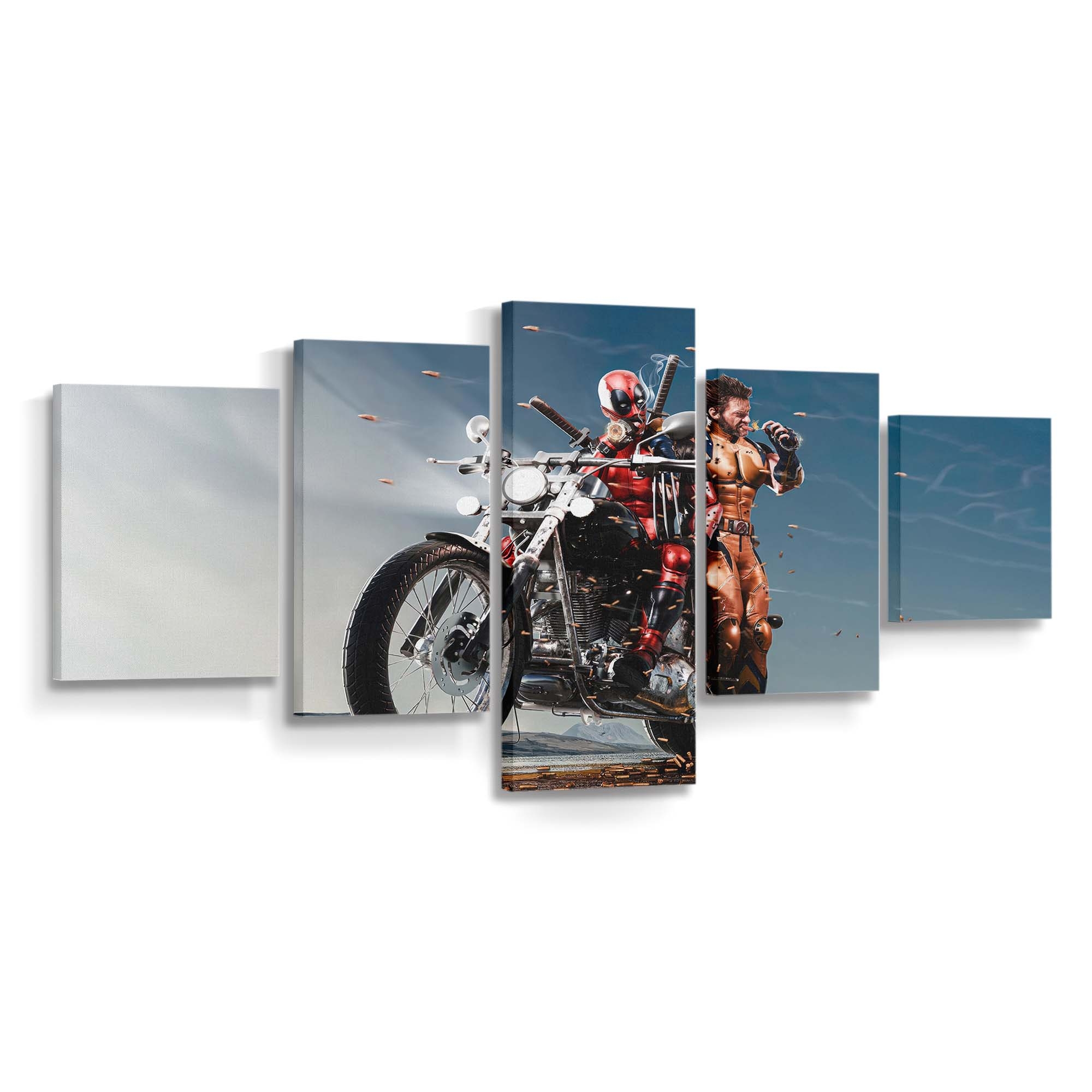 Deadpool und Wolverine erobern die Straße Leinwandbild - Marvel Wanddeko