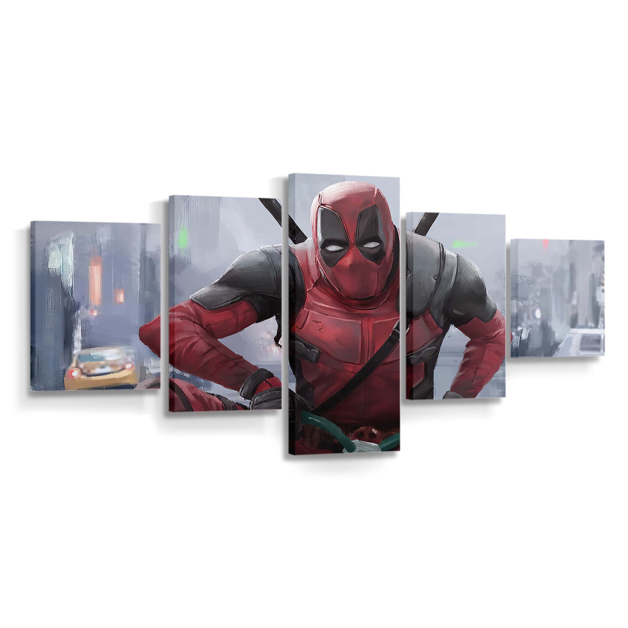 Deadpool fährt Kinderfahrrad Leinwandbild - Marvel Wanddeko