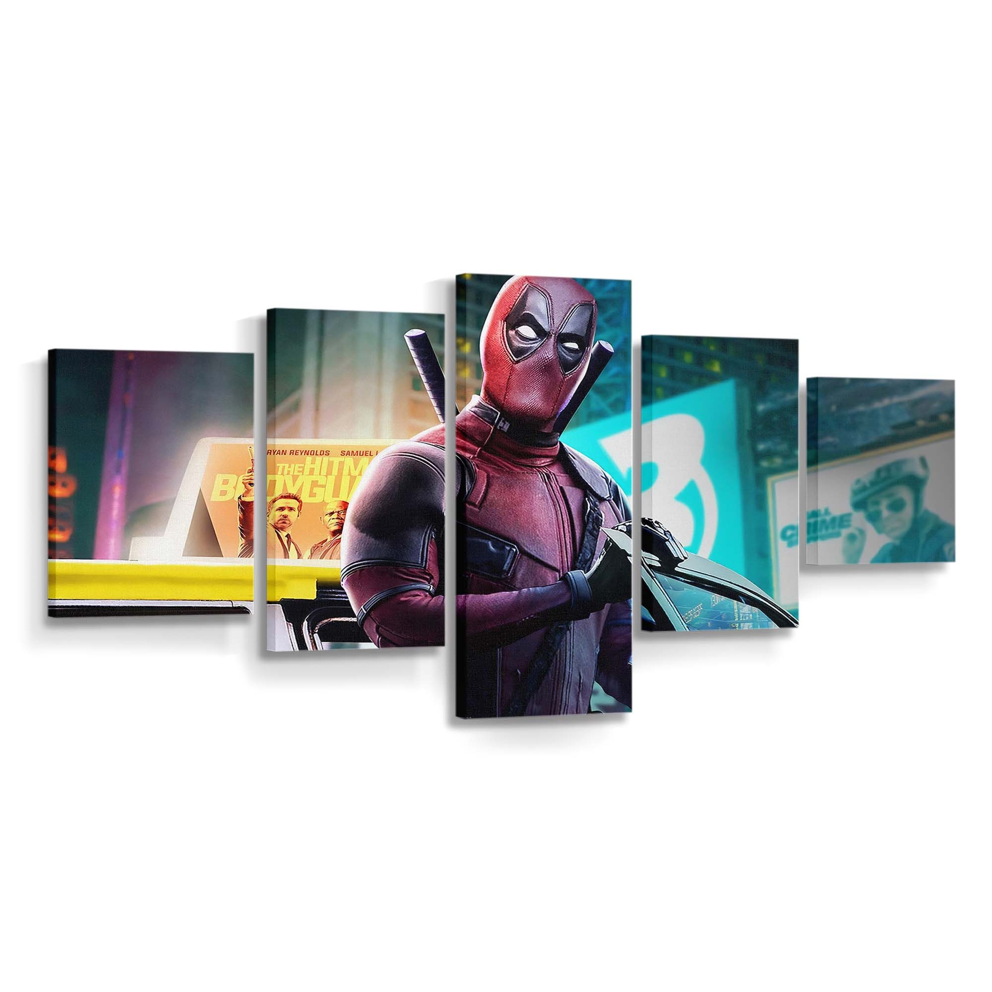 Deadpool in der Stadt Leinwandbild - Marvel Wanddeko