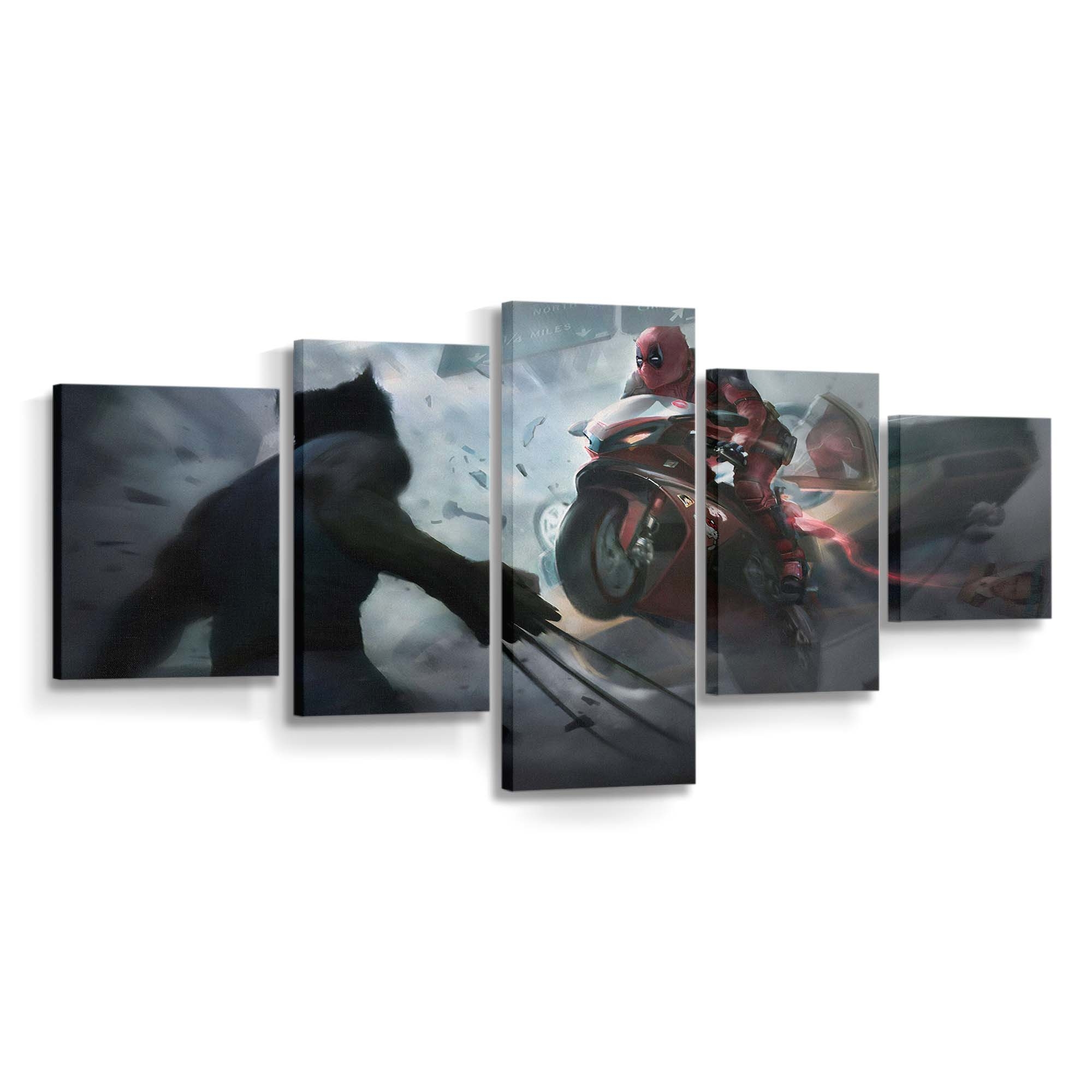 Deadpool auf Superbike Leinwandbild - Marvel Wanddeko