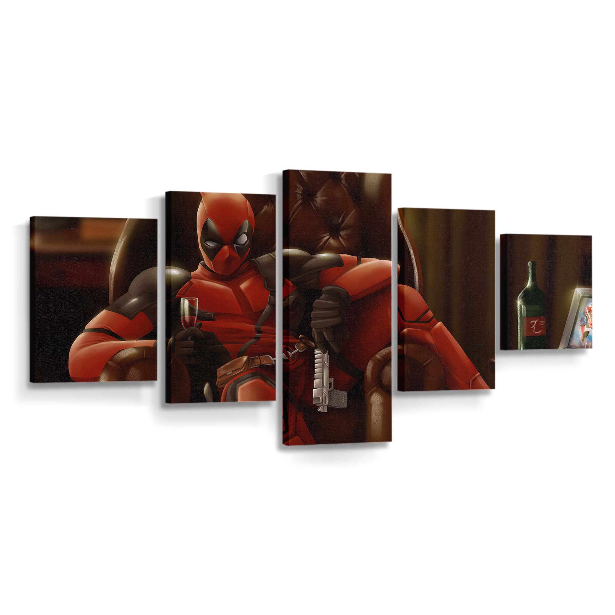 Deadpool Sitting On Sofa Leinwandbild - Marvel Wanddeko