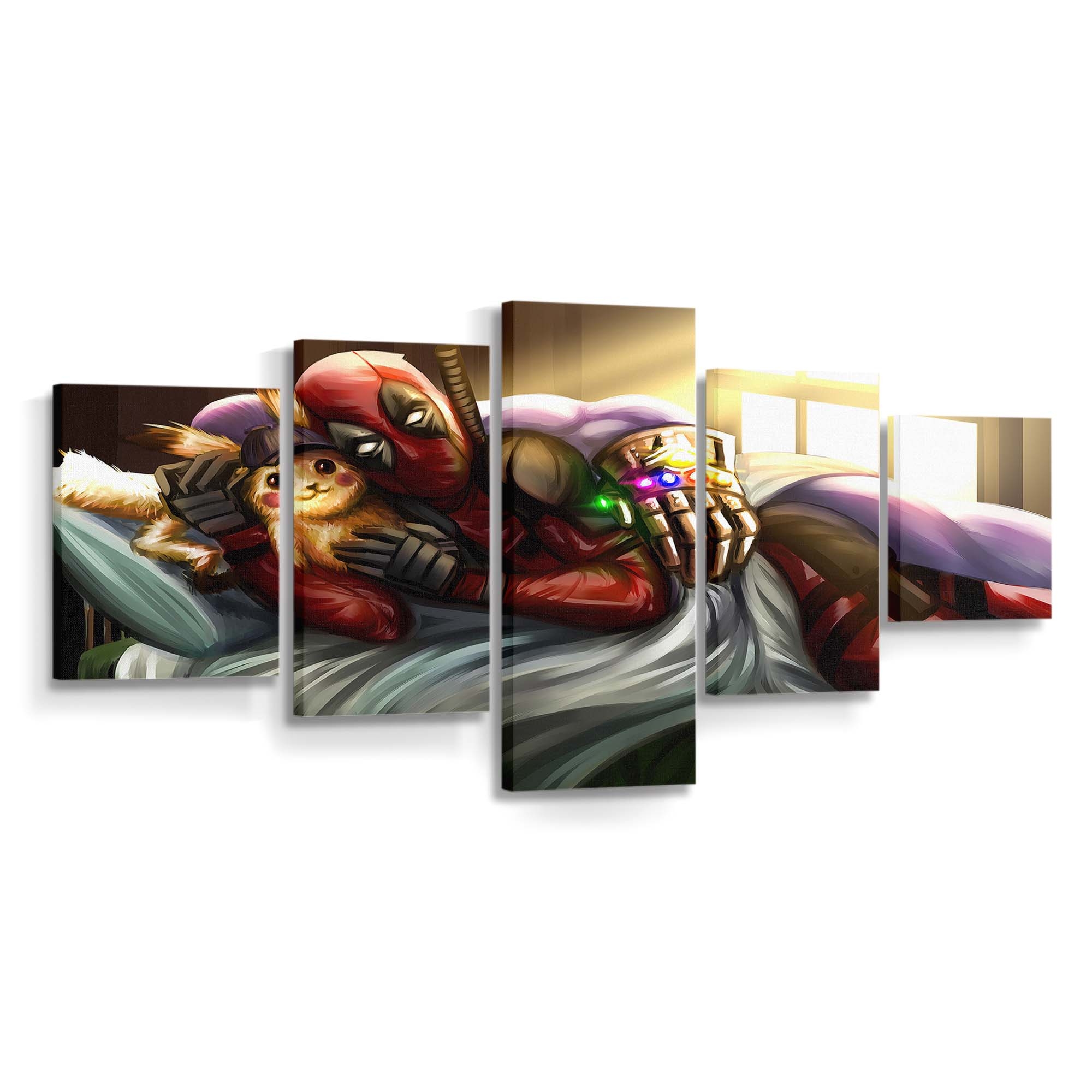 Deadpool mit Pokémon-Artwork Leinwandbild - Marvel Wanddeko