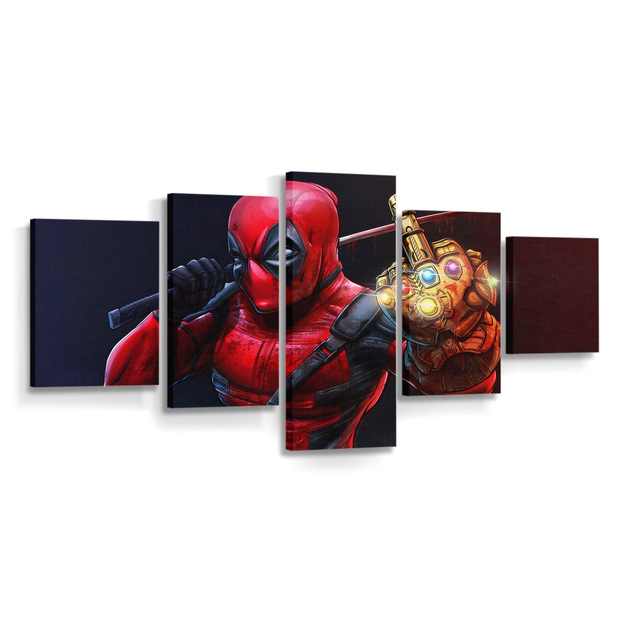 Deadpool mit Thanos Infinity Gauntlet Leinwandbild - Marvel Wanddeko