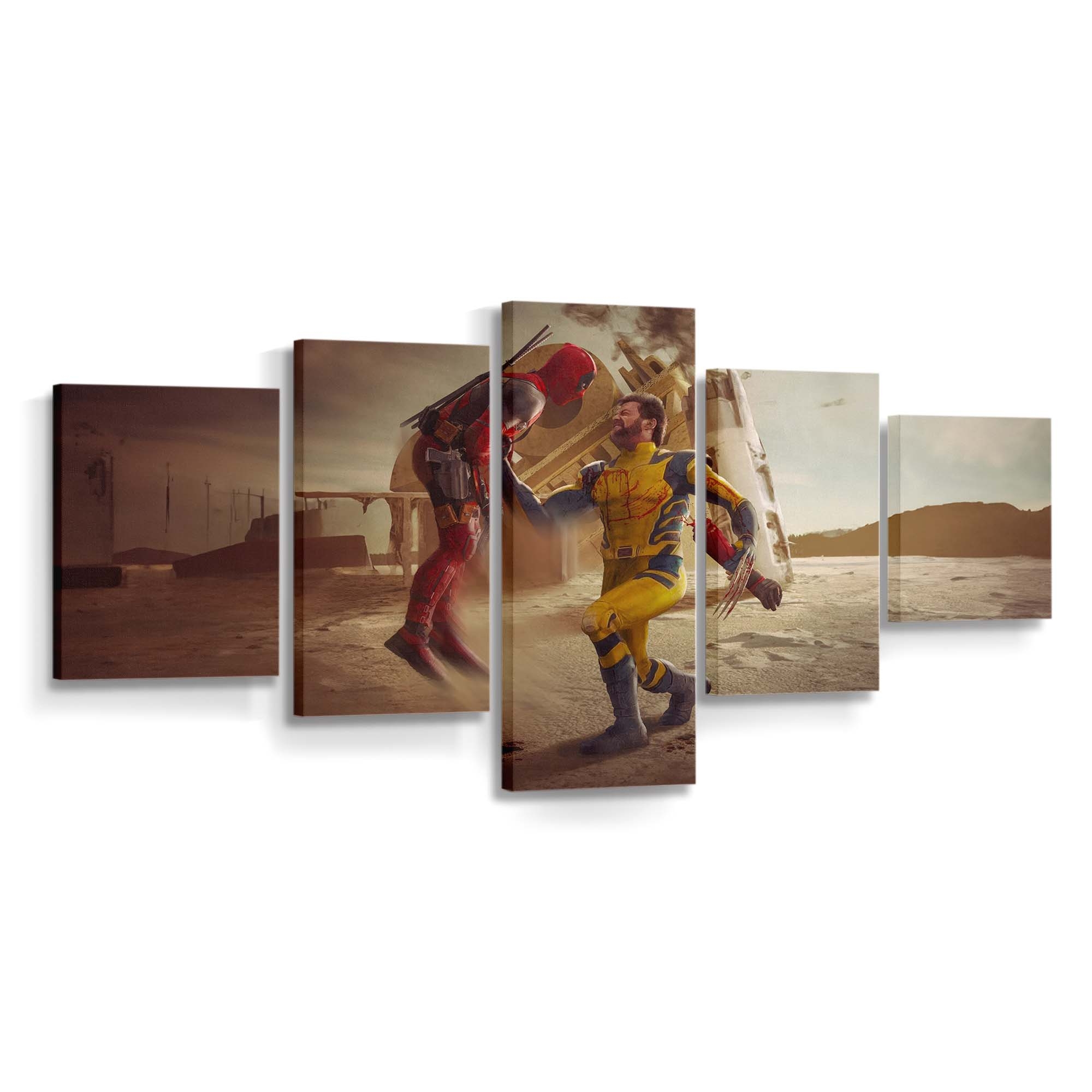 Wolverine jagt Deadpool Leinwandbild - Marvel Wanddeko