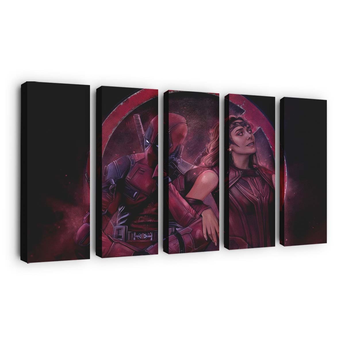 Deadpool und Scarlet Witch: Ein chaotisches Crossover Leinwandbild - Marvel Wanddeko