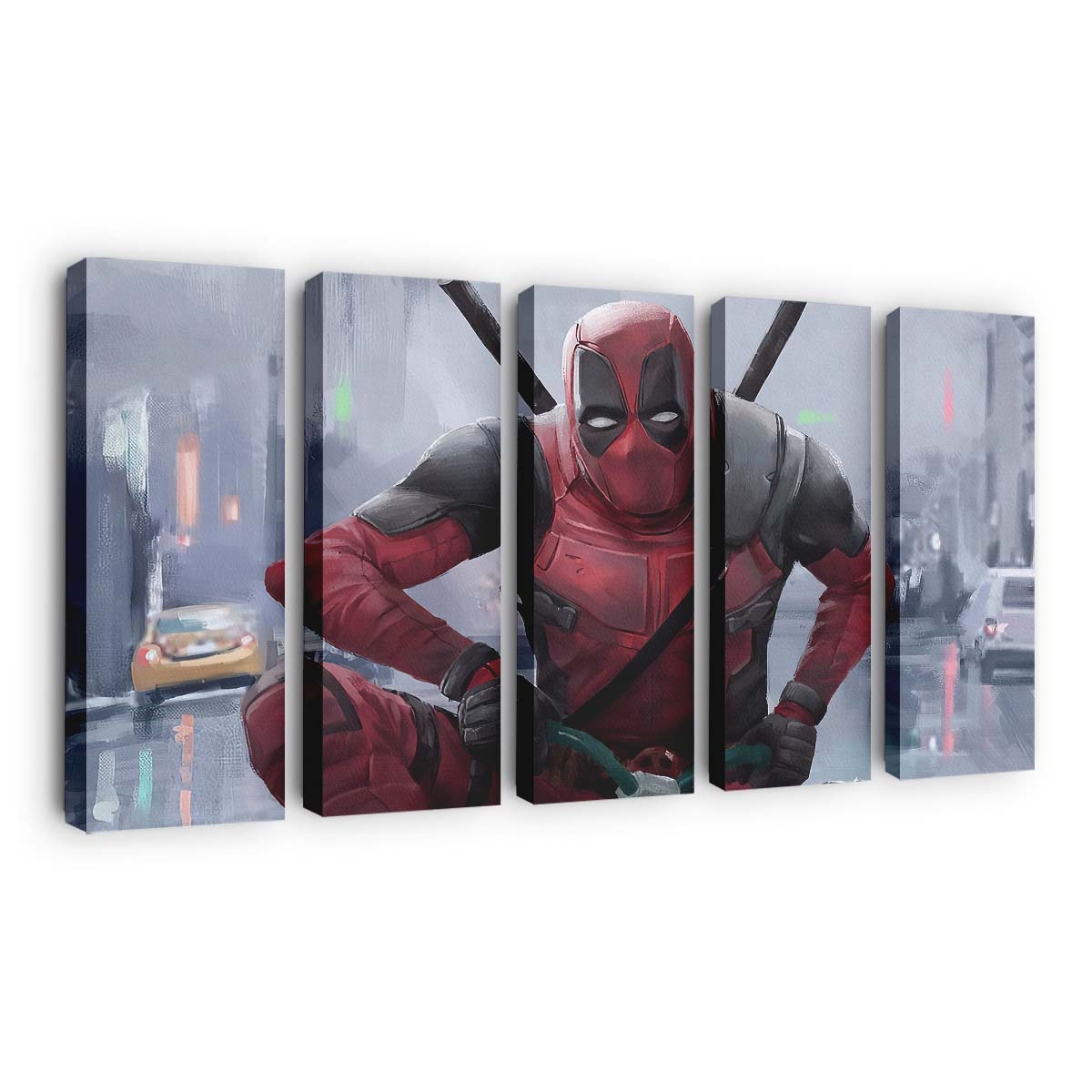 Deadpool fährt Kinderfahrrad Leinwandbild - Marvel Wanddeko