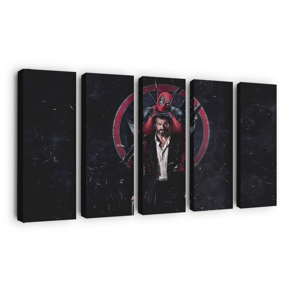 Deadpool per Anhalter Wolverine Schultern Leinwandbild - Marvel Wanddeko