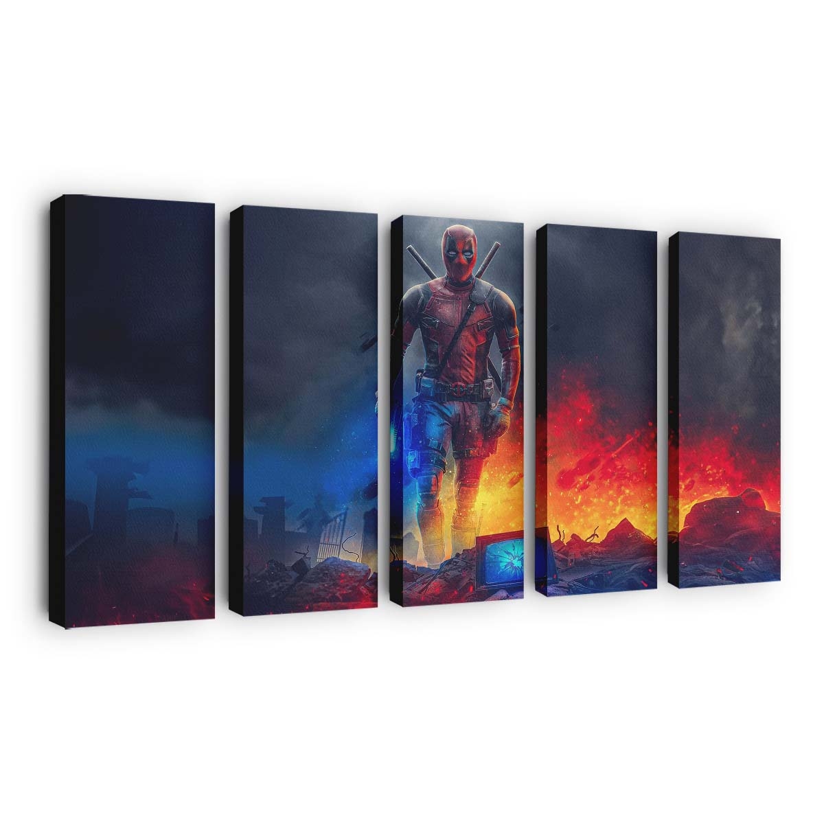 Deadpool Haus bläst Artwork Leinwandbild - Marvel Wanddeko