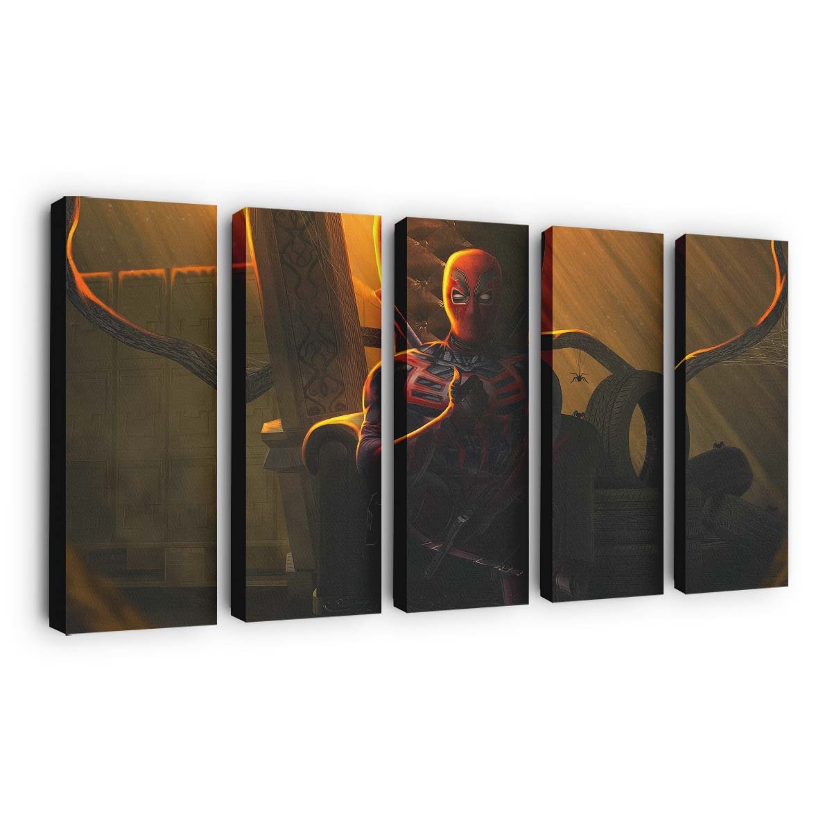 Deadpool faulenzt auf dem Sofa Leinwandbild - Marvel Wanddeko