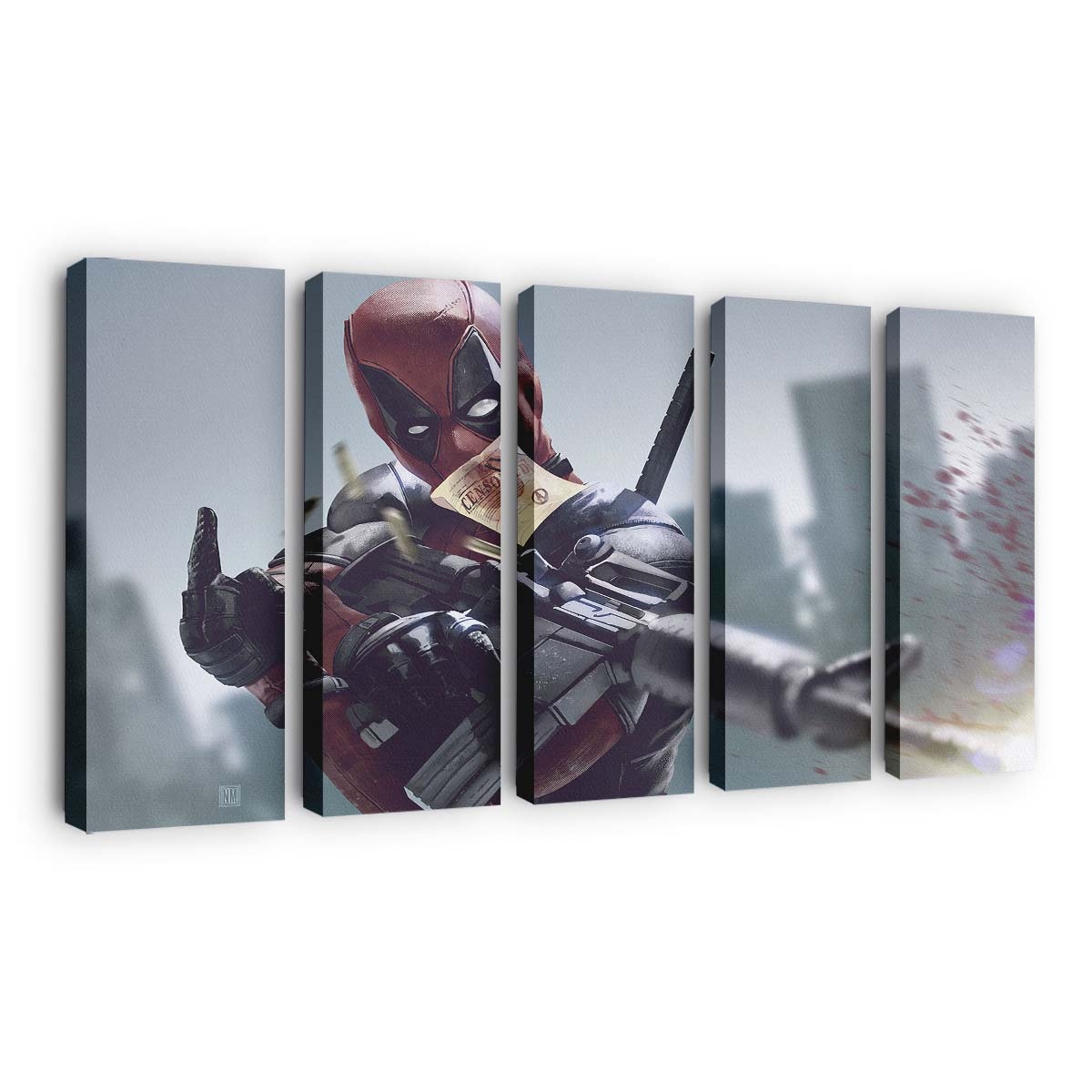 Deadpool Mitte Leinwandbild - Marvel Wanddeko