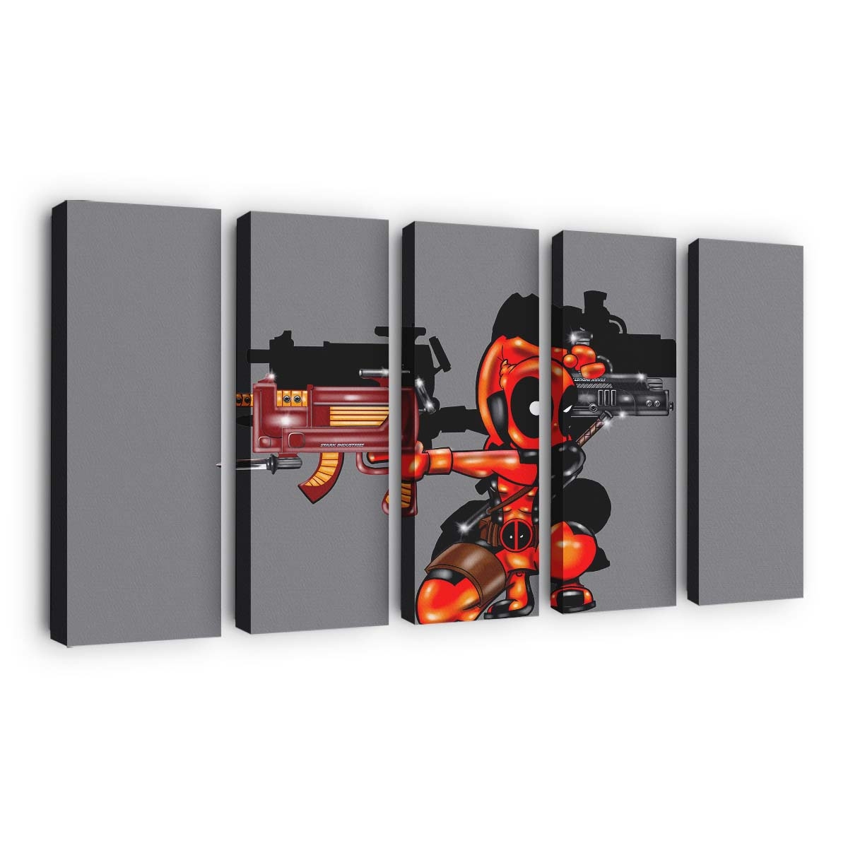 Deadpool Minimalismus mit Stark Industries Waffen Leinwandbild - Marvel Wanddeko