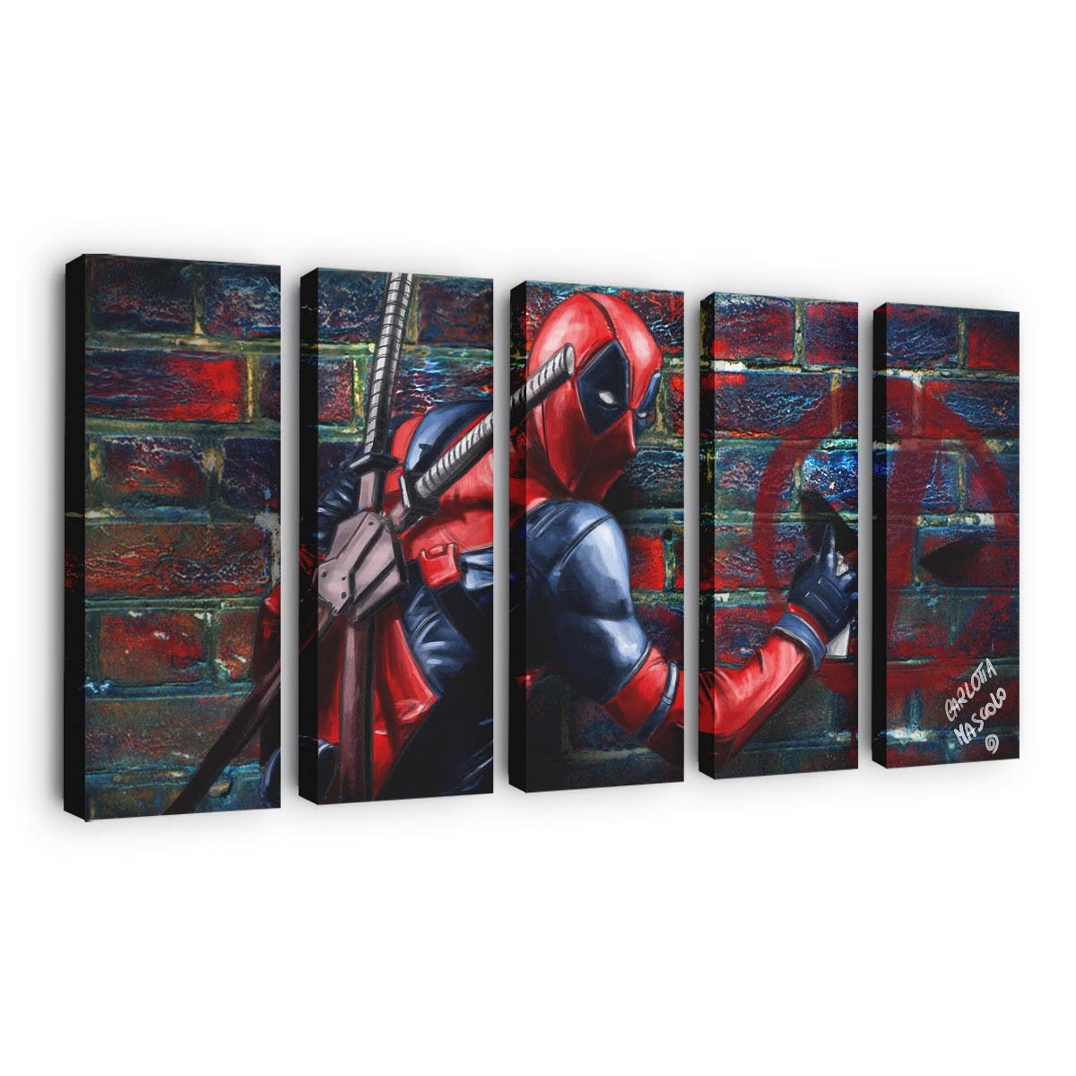 Deadpool Gemälde An der Wand Leinwandbild - Marvel Wanddeko