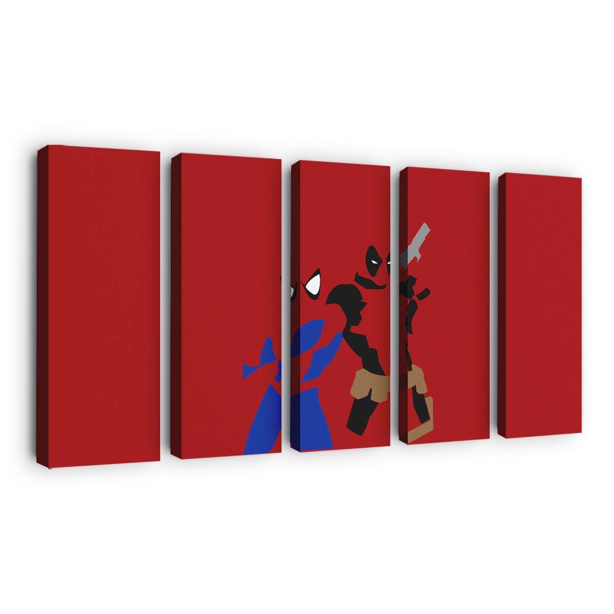 Spiderman und Deadpool Minimalismus Leinwandbild - Marvel Wanddeko
