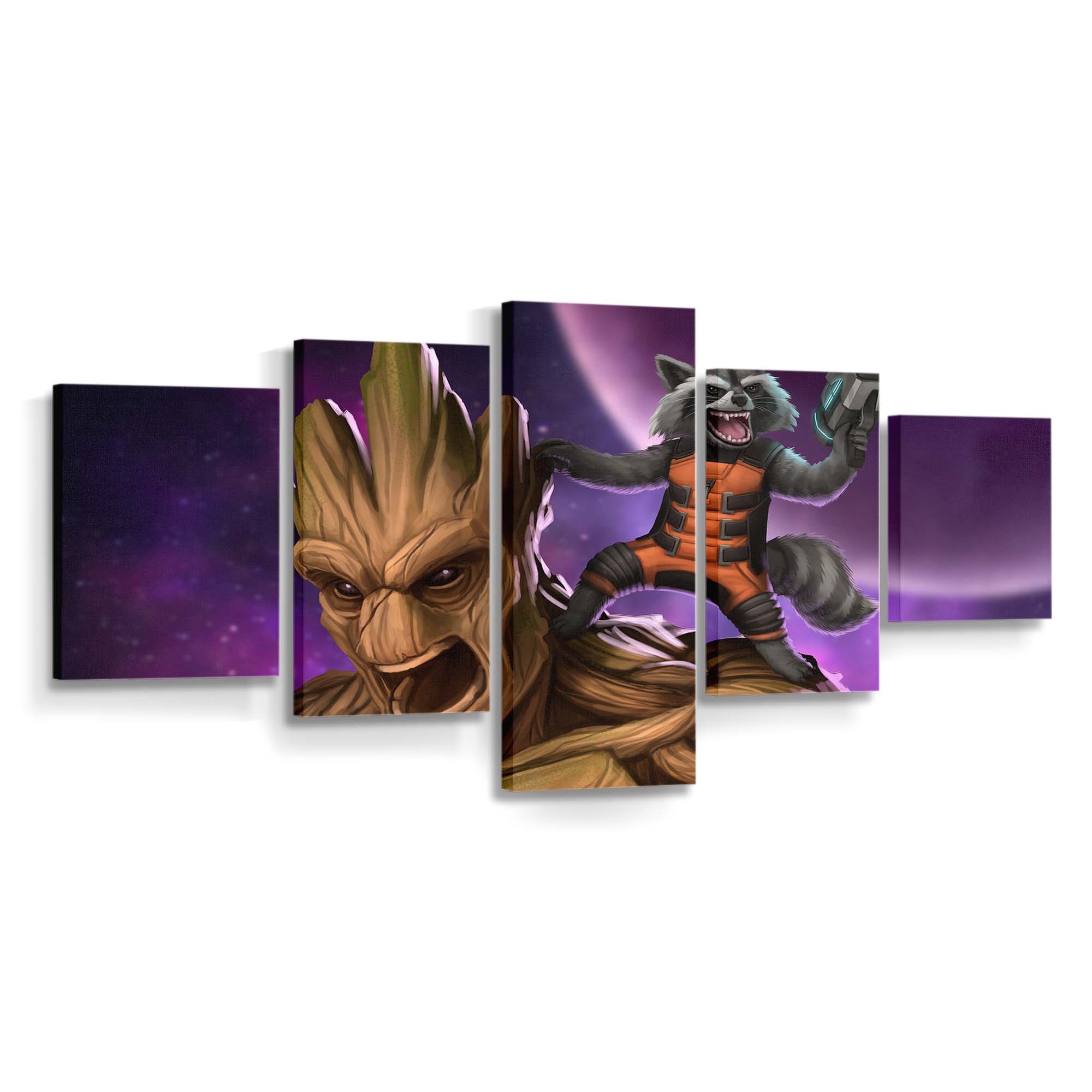 Groot And Rocket Raccoon Artwork Leinwandbild - Marvel Wanddeko