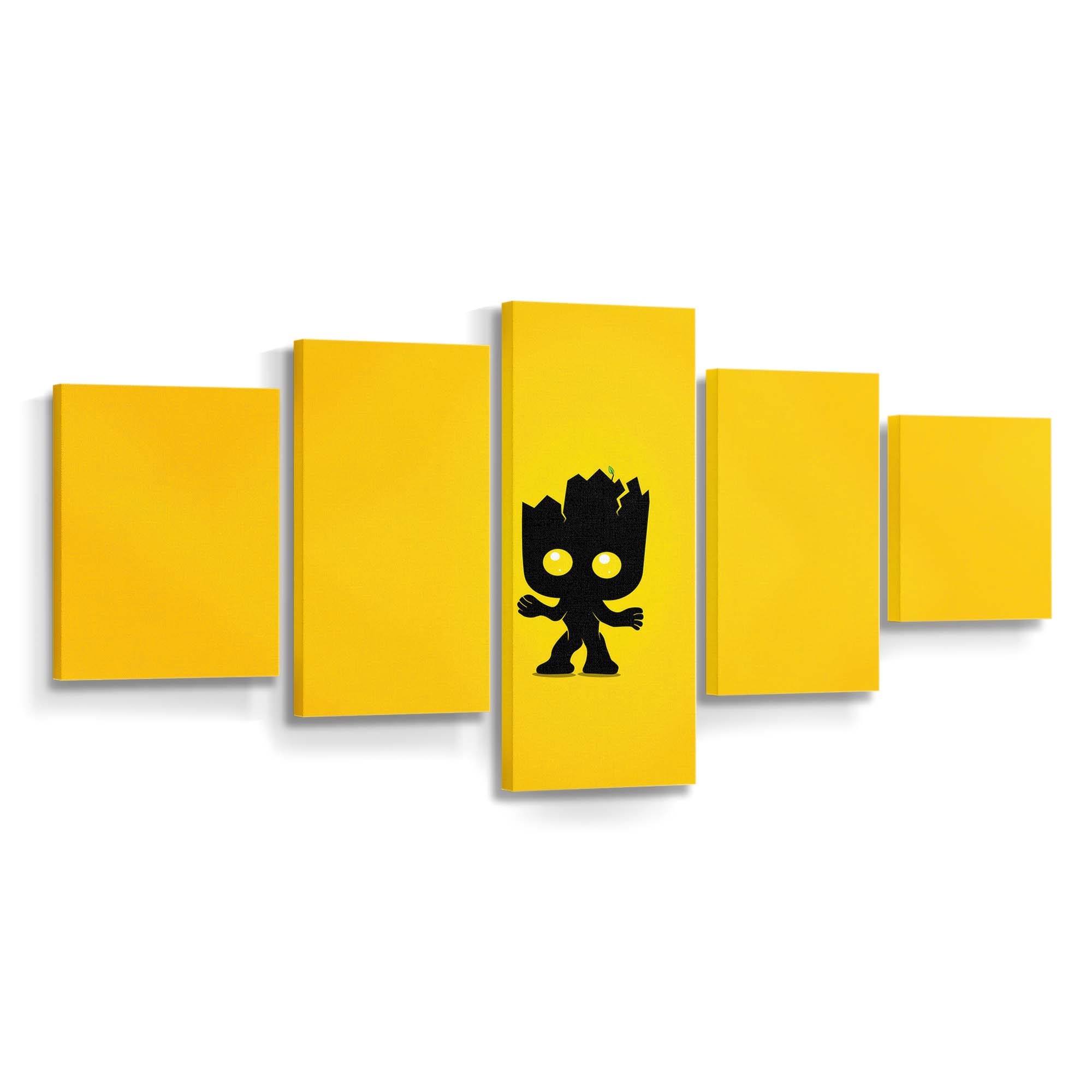 Groot Minimal Yellow Leinwandbild - Marvel Wanddeko