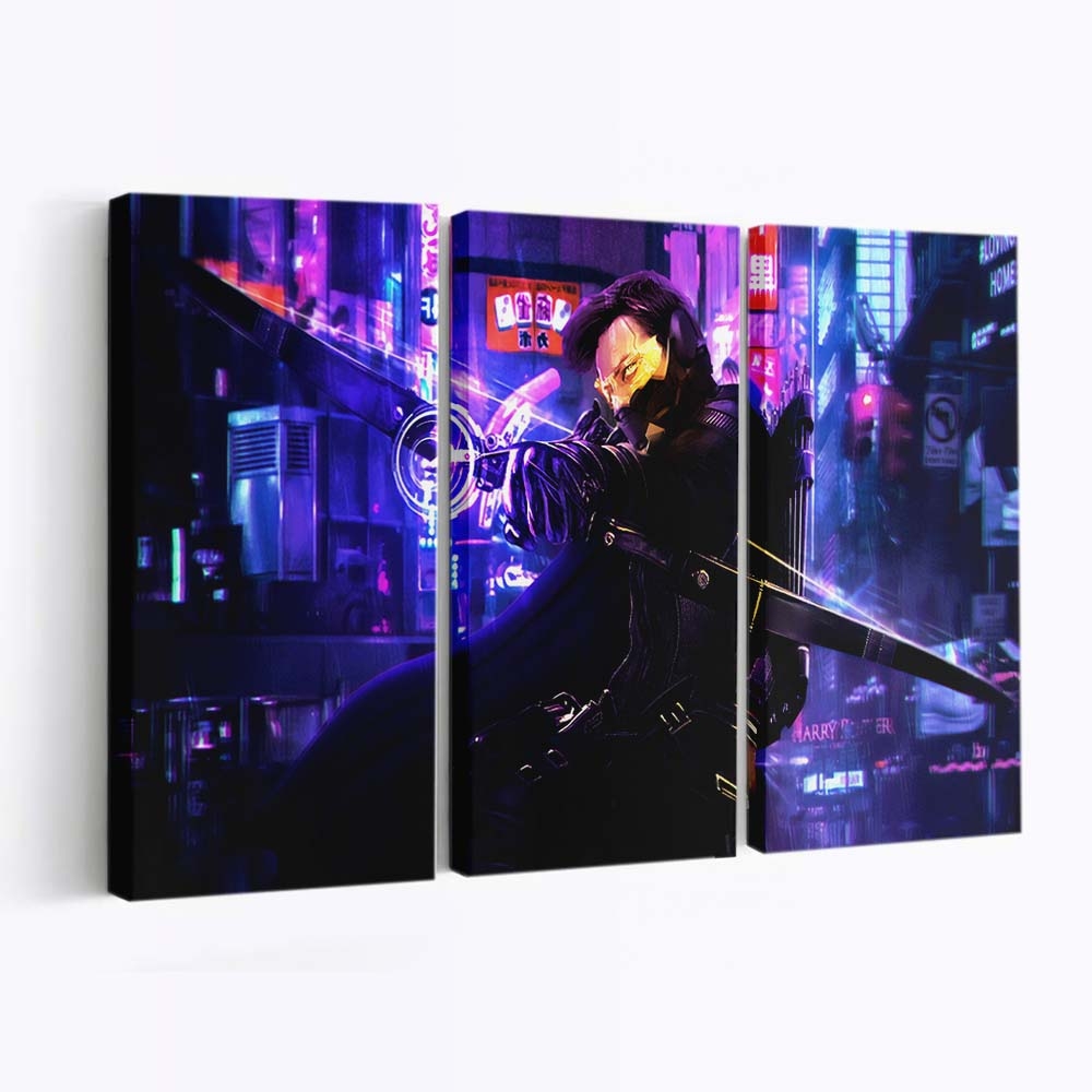 Hawkeye In Cyberpunk 2077 Leinwandbild - Wanddeko